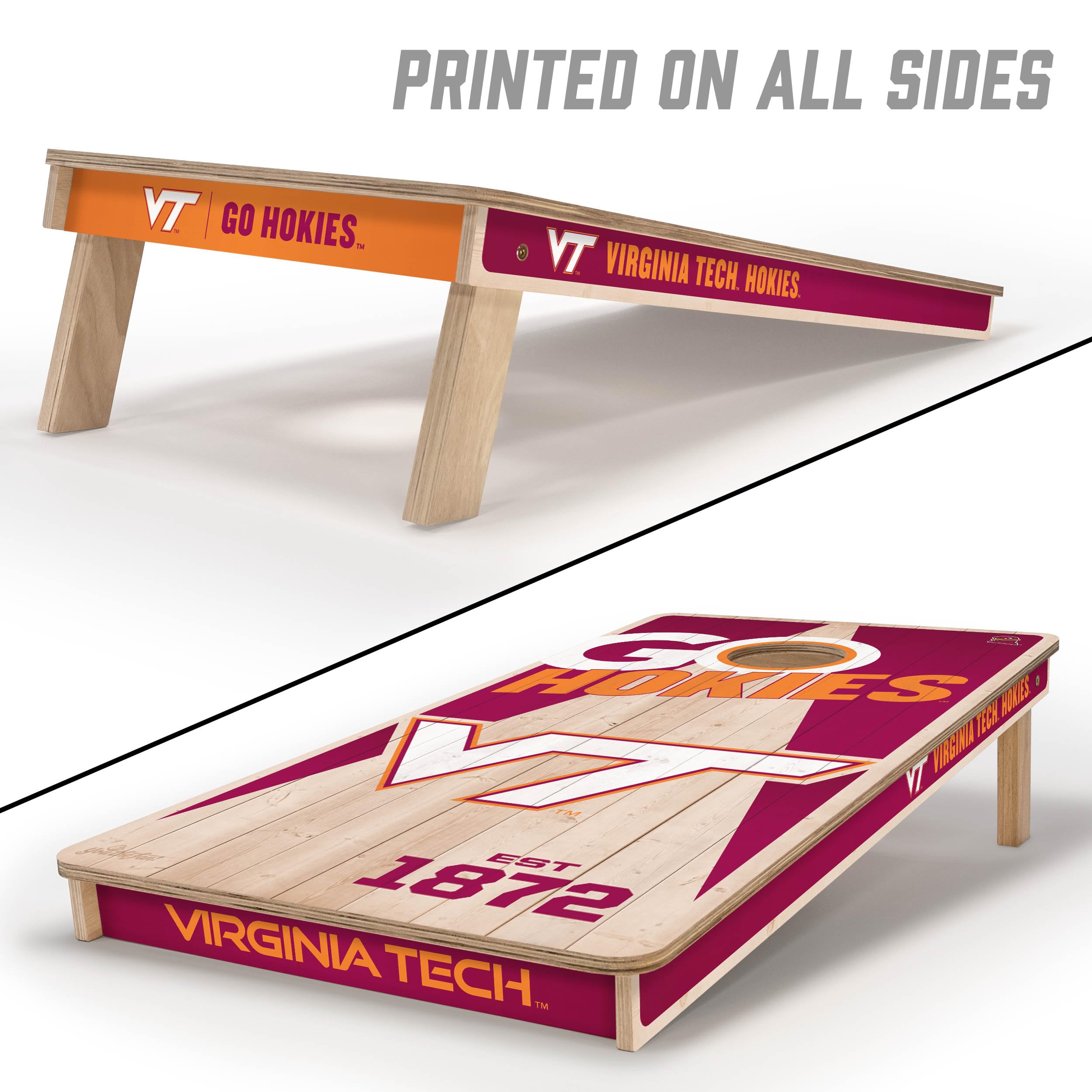 YouTheFan NCAA Virginia Tech Hokies 2’ x 4’ Professional Wood Cornhole Game with Logo Bags - Sports Collectibles, Sports Memorabilia, Sports Fan Shop, Sports Gifts