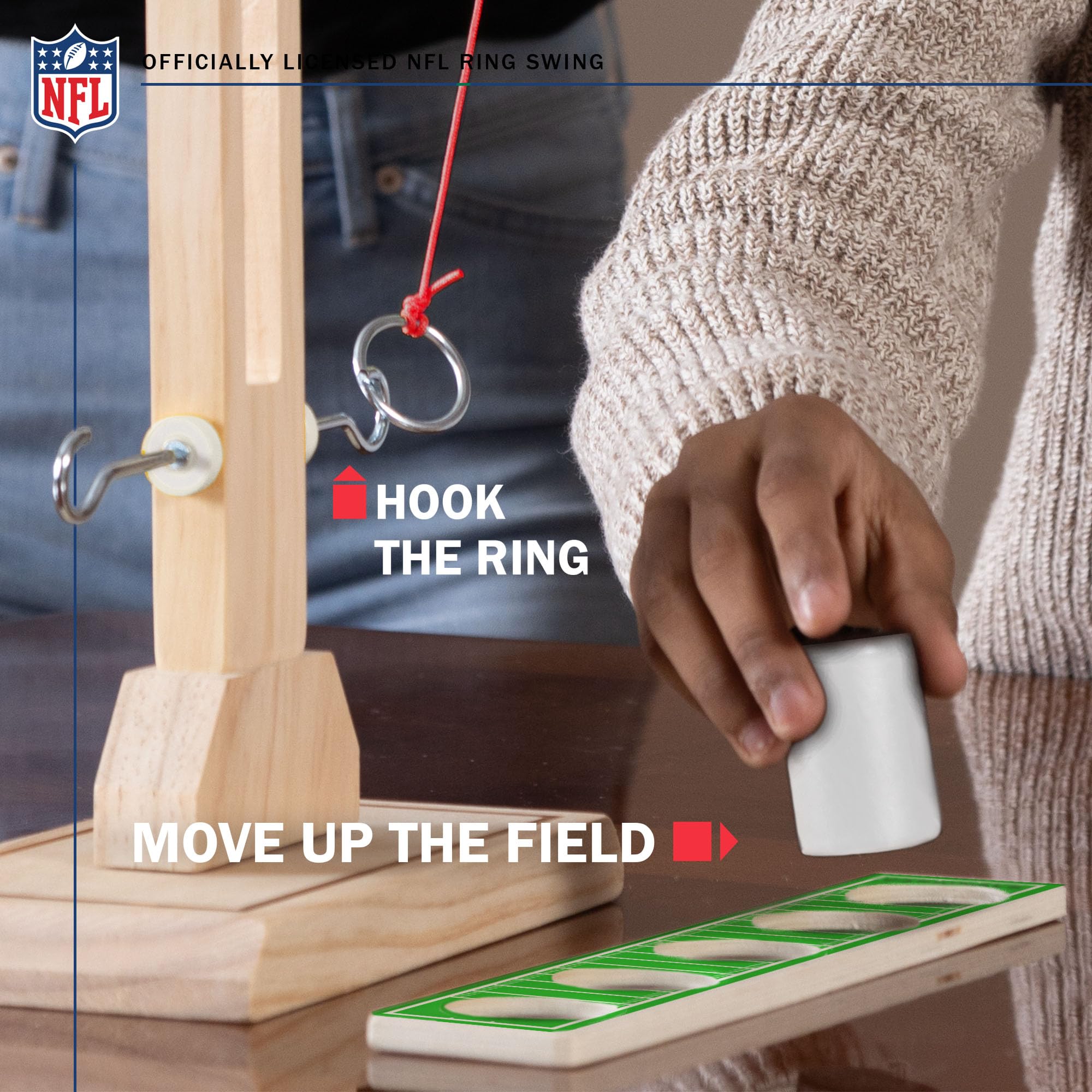 Wild Sports NFL Kansas City Chiefs Wooden Ring Swing Battle - Head-to-Head Ring Toss Hook & Ring Game for NFL Fans - Sports Collectibles, Sports Memorabilia, Sports Fan Shop, Sports Gifts