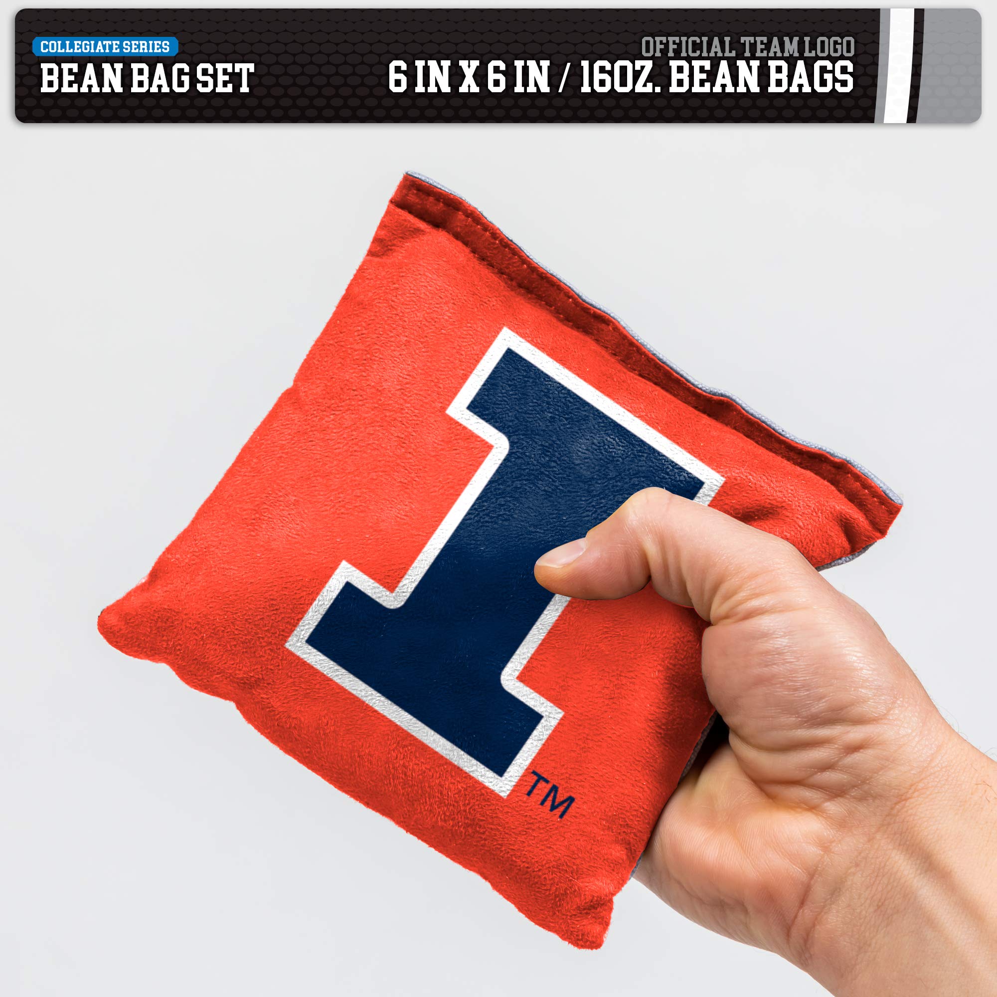 Wild Sports NCAA Illinois Fighting Illini 8pk Dual Sided Bean Bags, Team Color - Sports Collectibles, Sports Memorabilia, Sports Fan Shop, Sports Gifts