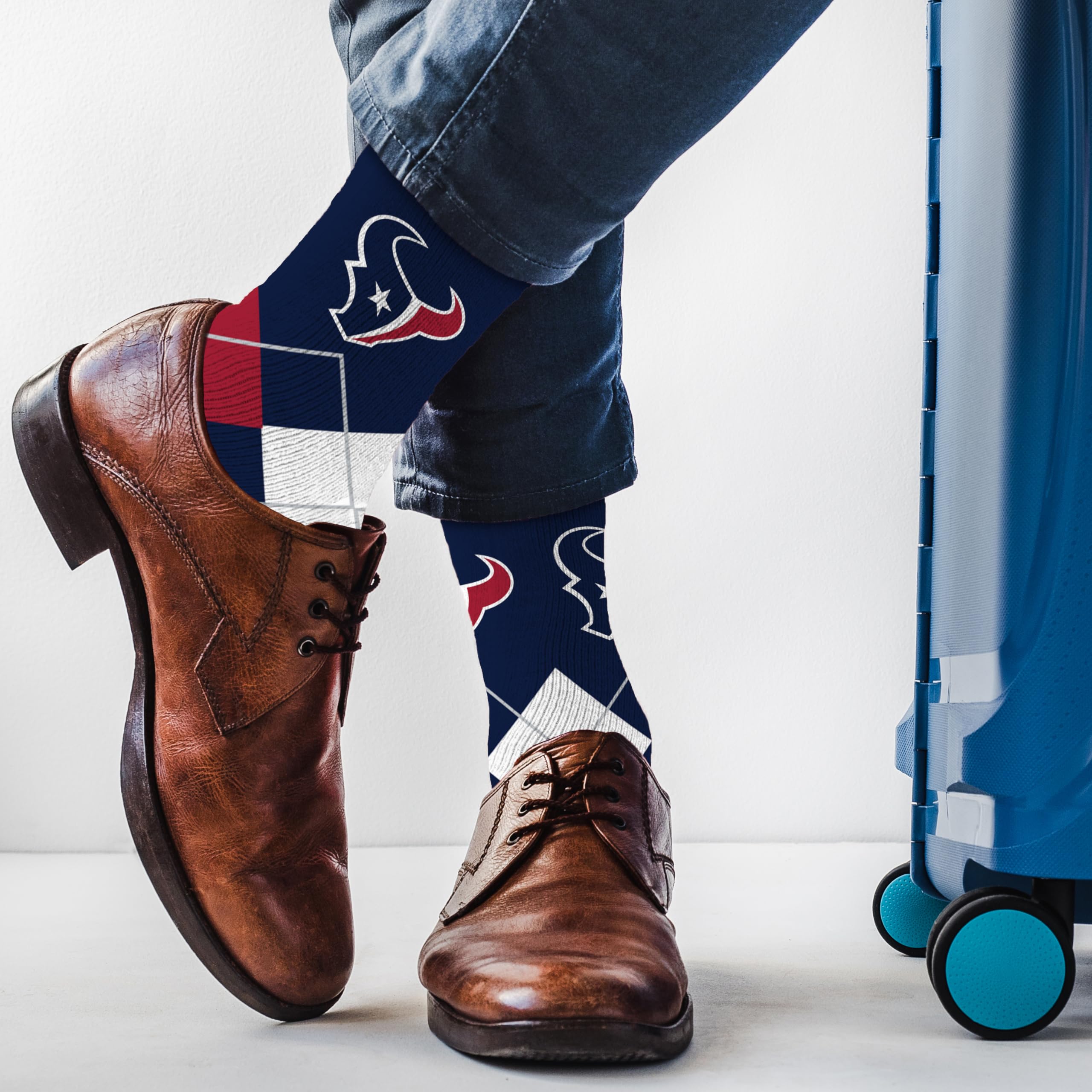 For Bare Feet NFL HOUSTON TEXANS Argyle Remix Premium Dress Sock Team Color OSFM - Sports Gifts, Sports Memorabilia, Sports Collectibles, Fan Shop