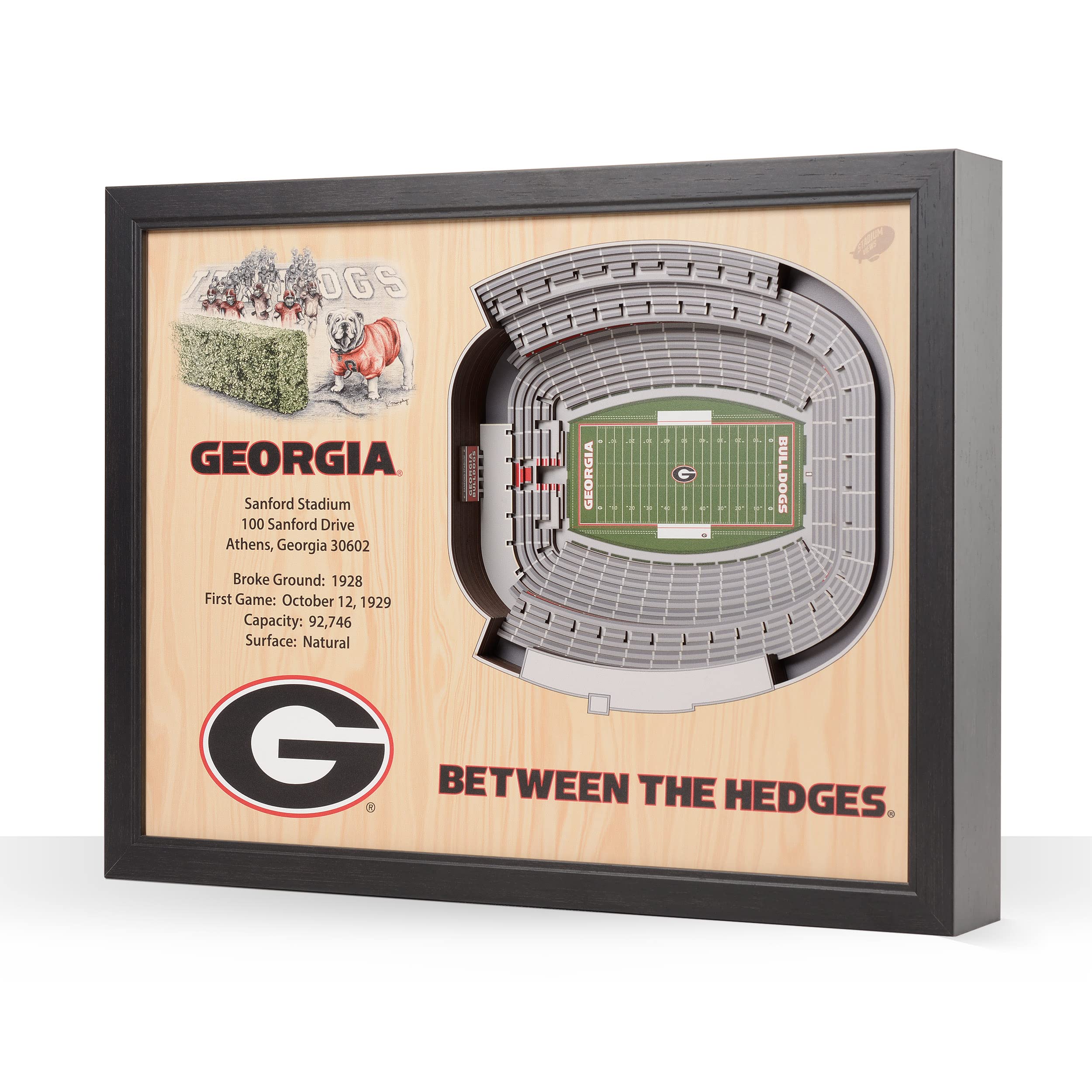 NCAA Georgia Bulldogs 25-Layer StadiumView 3D Wall Art, YouTheFan , 25.5 x 3.5 x 19.5 Inches,Brown - Sports Collectibles, Sports Memorabilia, Sports Fan Shop, Sports Gifts