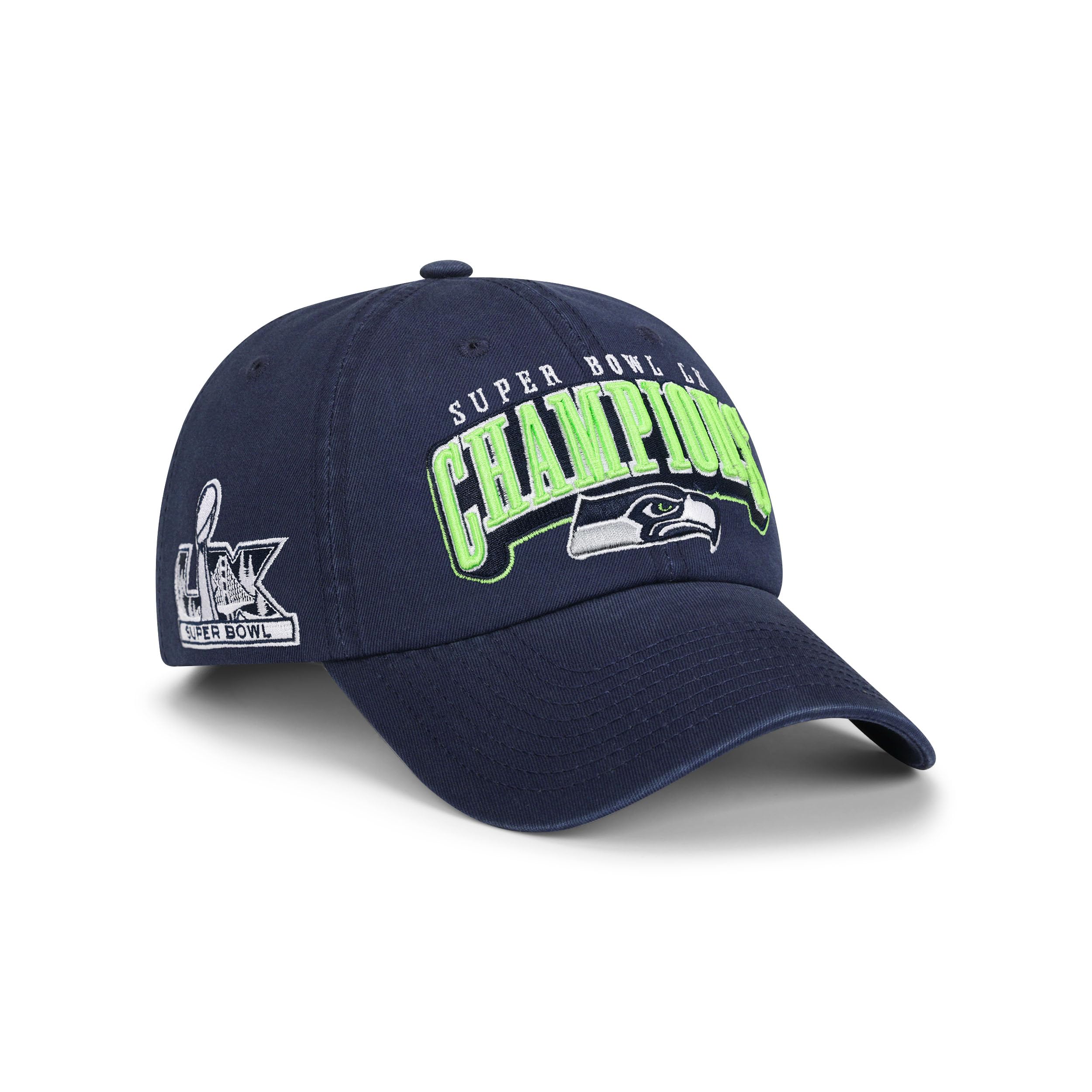FOCO Seattle Seahawks NFL Super Bowl LX Champions Primary Logo Casual Cap - Sports Gifts, Sports Memorabilia, Sports Collectibles, Fan Shop