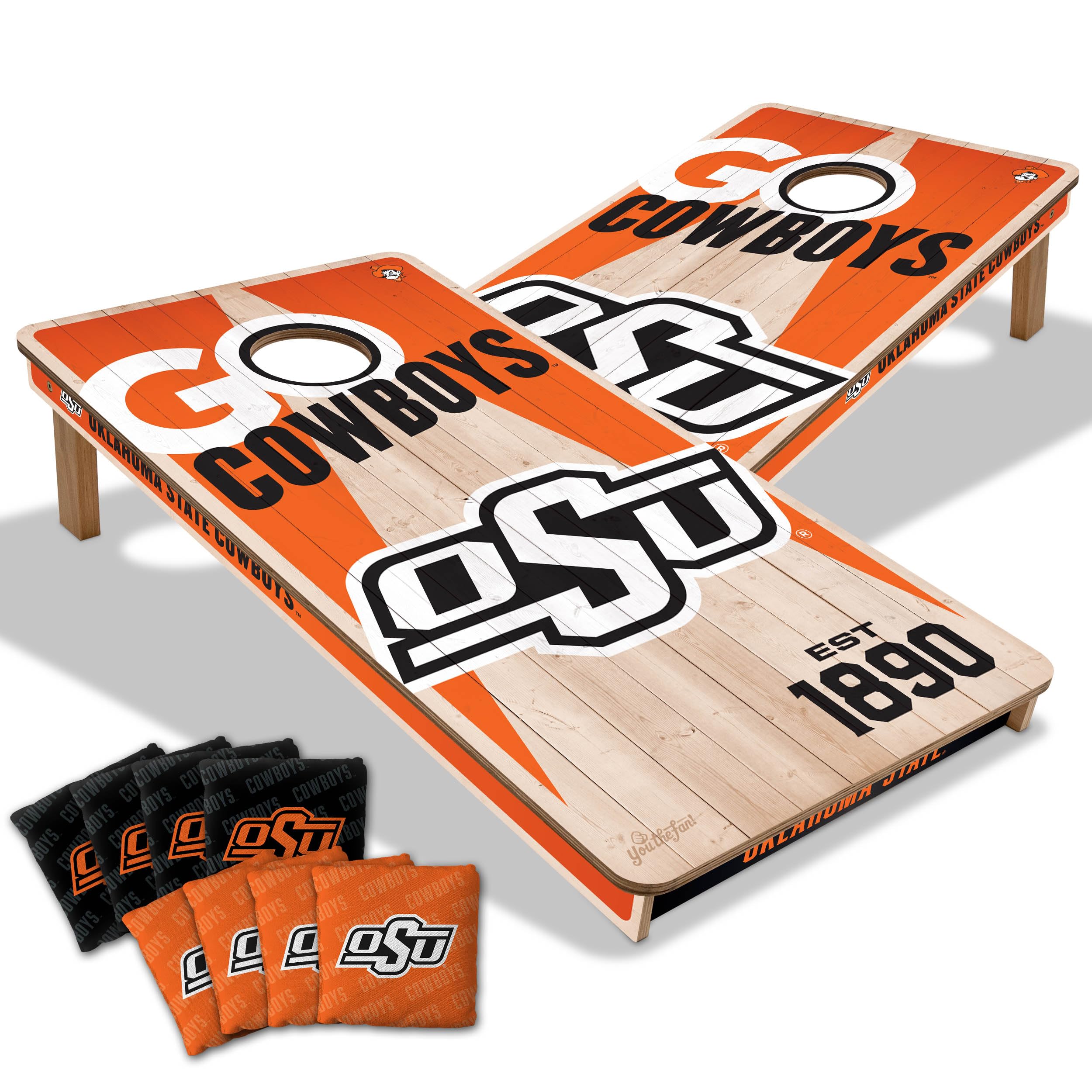 YouTheFan NCAA Oklahoma State Cowboys 2’ x 4’ Professional Wood Cornhole Game with Logo Bags - Sports Collectibles, Sports Memorabilia, Sports Fan Shop, Sports Gifts