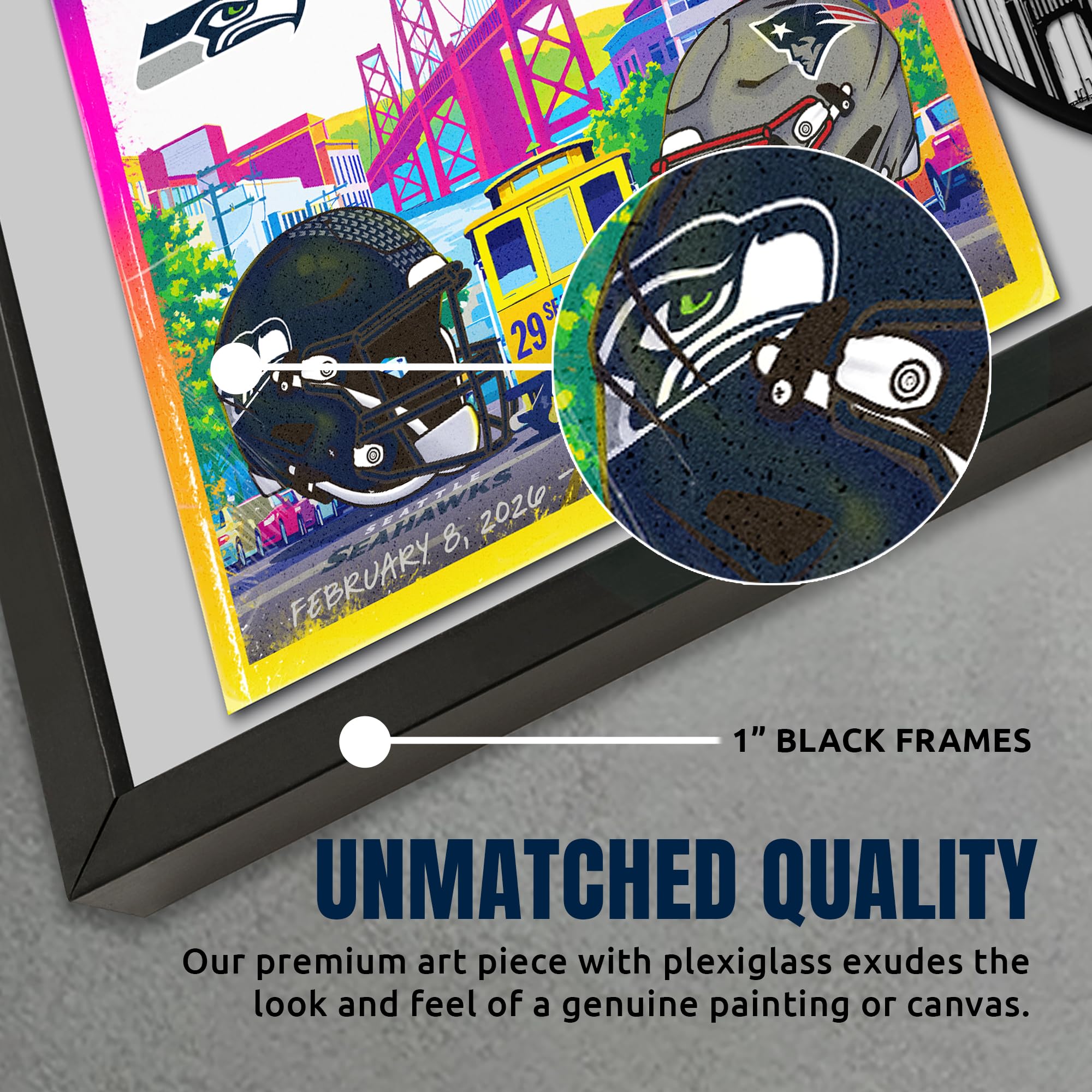 Seattle Seahawks Super Bowl 60 Champions Vinyl Album Framed Art Print, Official NFL Football Wall Decor, 14 x 26 - Sports Gifts, Sports Memorabilia, Sports Collectibles, Fan Shop