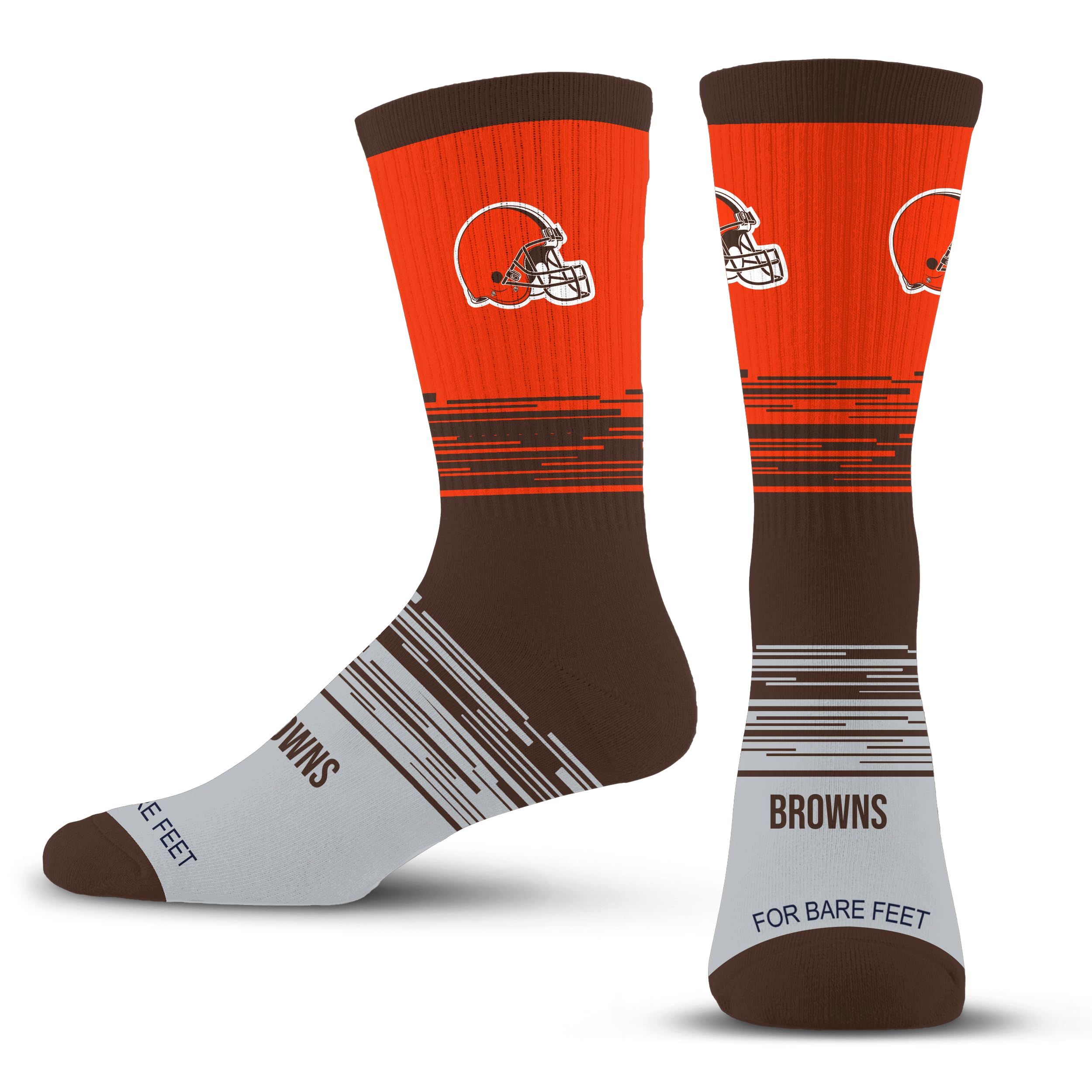 For Bare Feet NFL CLEVELAND BROWNS Elevate Premium Dress Crew Sock Team Color Large - Sports Gifts, Sports Memorabilia, Sports Collectibles, Fan Shop