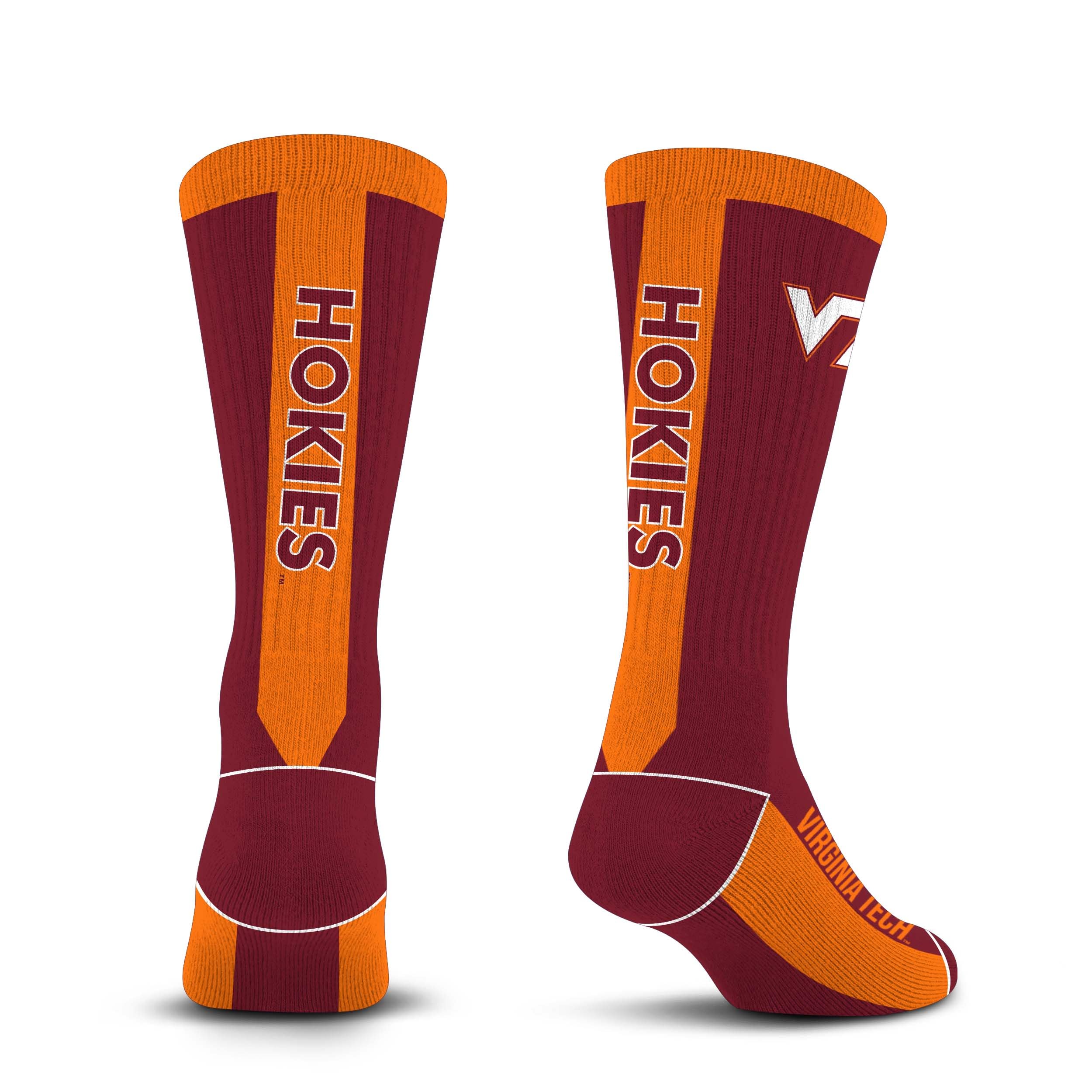 For Bare Feet NCAA VIRGINIA TECH HOKIES MVP Crew Sock Team Color Large - Sports Gifts, Sports Memorabilia, Sports Collectibles, Fan Shop
