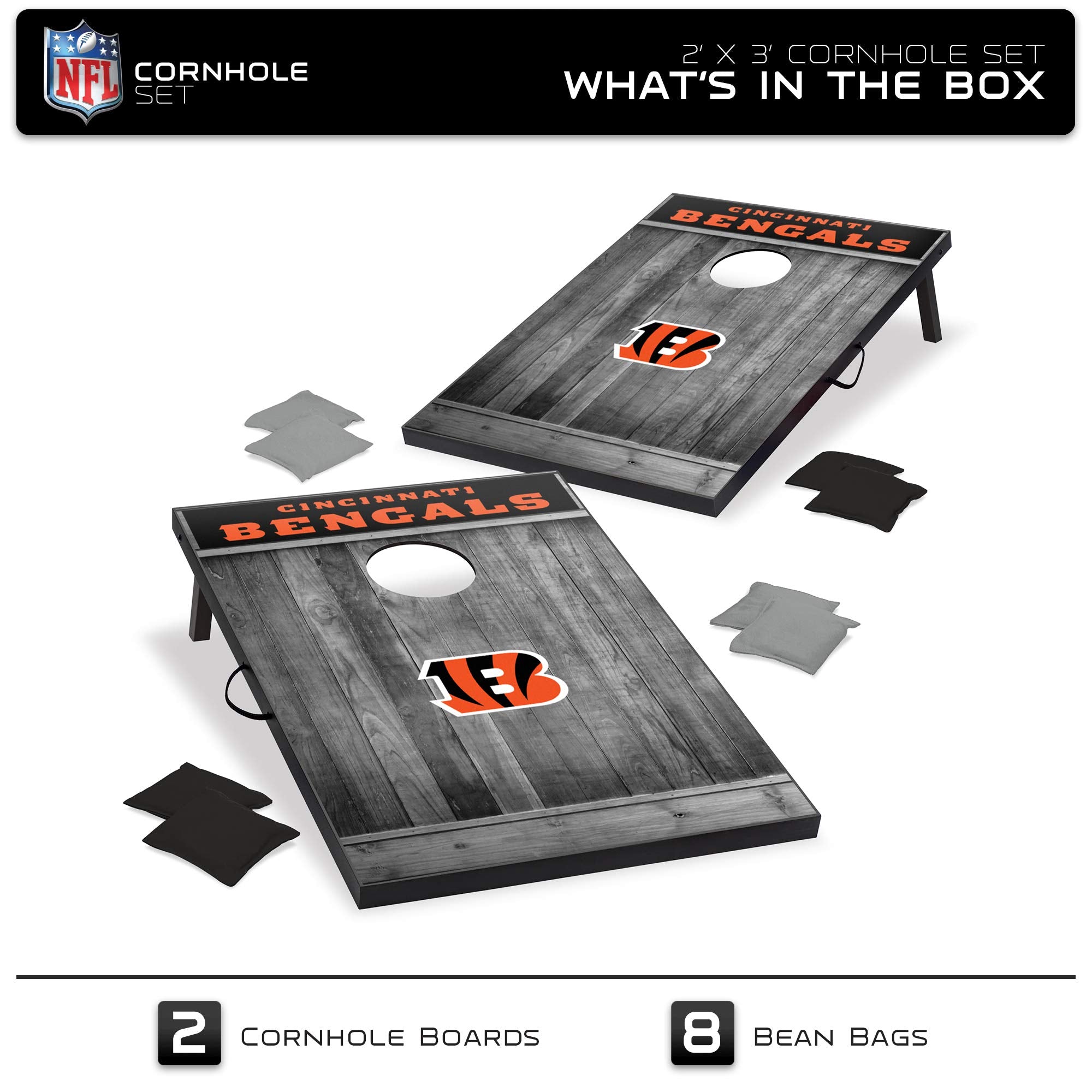Wild Sports 2'x3' MDF NFL Licensed Cornhole Set - Great for the Tailgate - Complete with 8 Bean Bags - Sports Collectibles, Sports Memorabilia, Sports Fan Shop, Sports Gifts