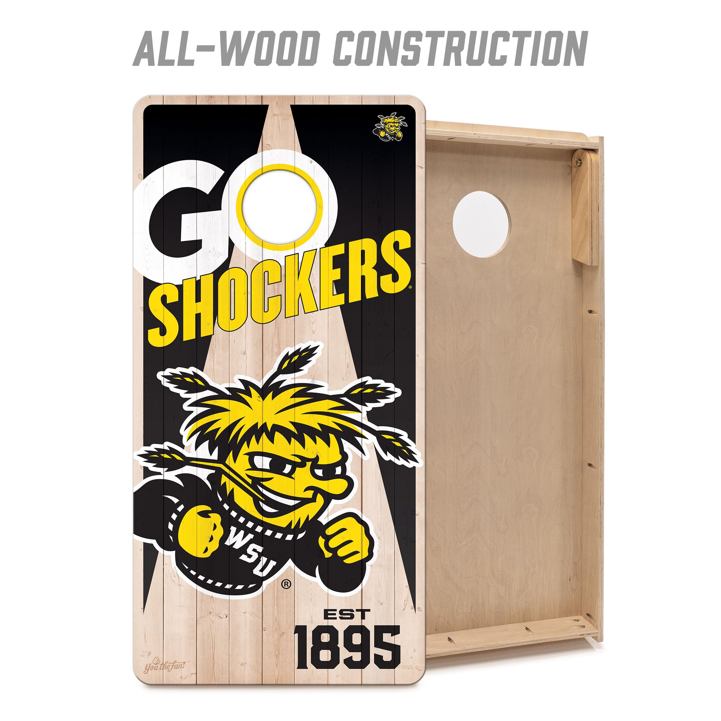 YouTheFan NCAA Wichita State Shockers 2’ x 4’ Professional Wood Cornhole Game with Logo Bags - Sports Collectibles, Sports Memorabilia, Sports Fan Shop, Sports Gifts