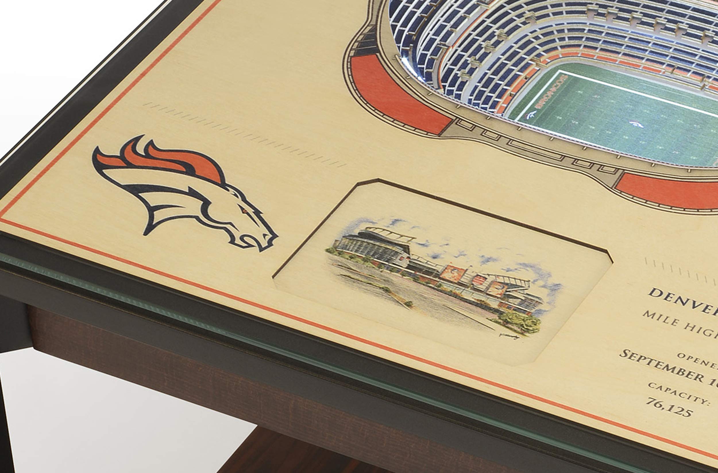 YouTheFan NFL Denver Broncos 25-Layer StadiumView Lighted End Table - Sports Collectibles, Sports Memorabilia, Sports Fan Shop, Sports Gifts