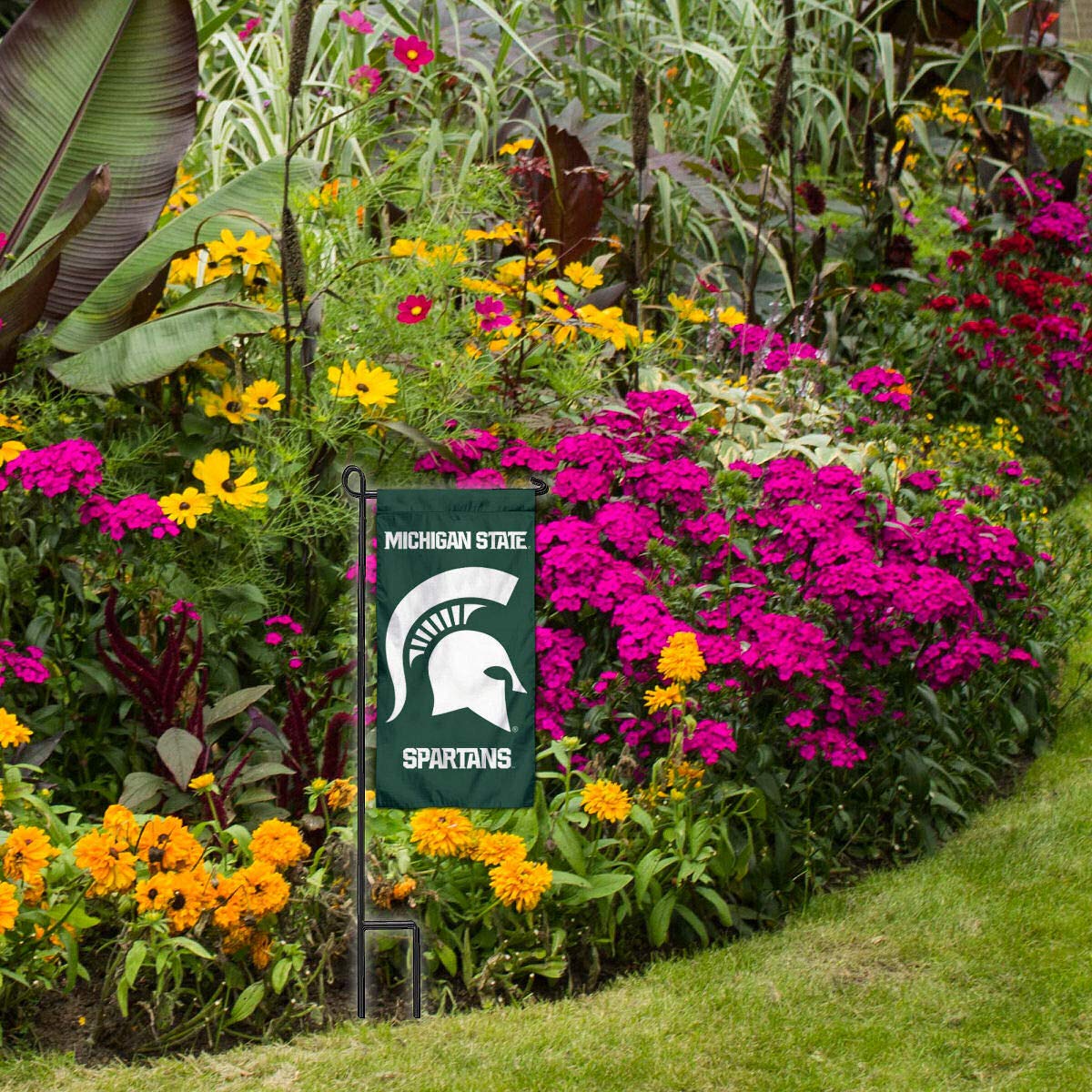 College Flags & Banners Co. Michigan State Spartans Mini Garden and Flower Pot Flag Topper - Sports Collectibles, Sports Memorabilia, Sports Fan Shop, Sports Gifts