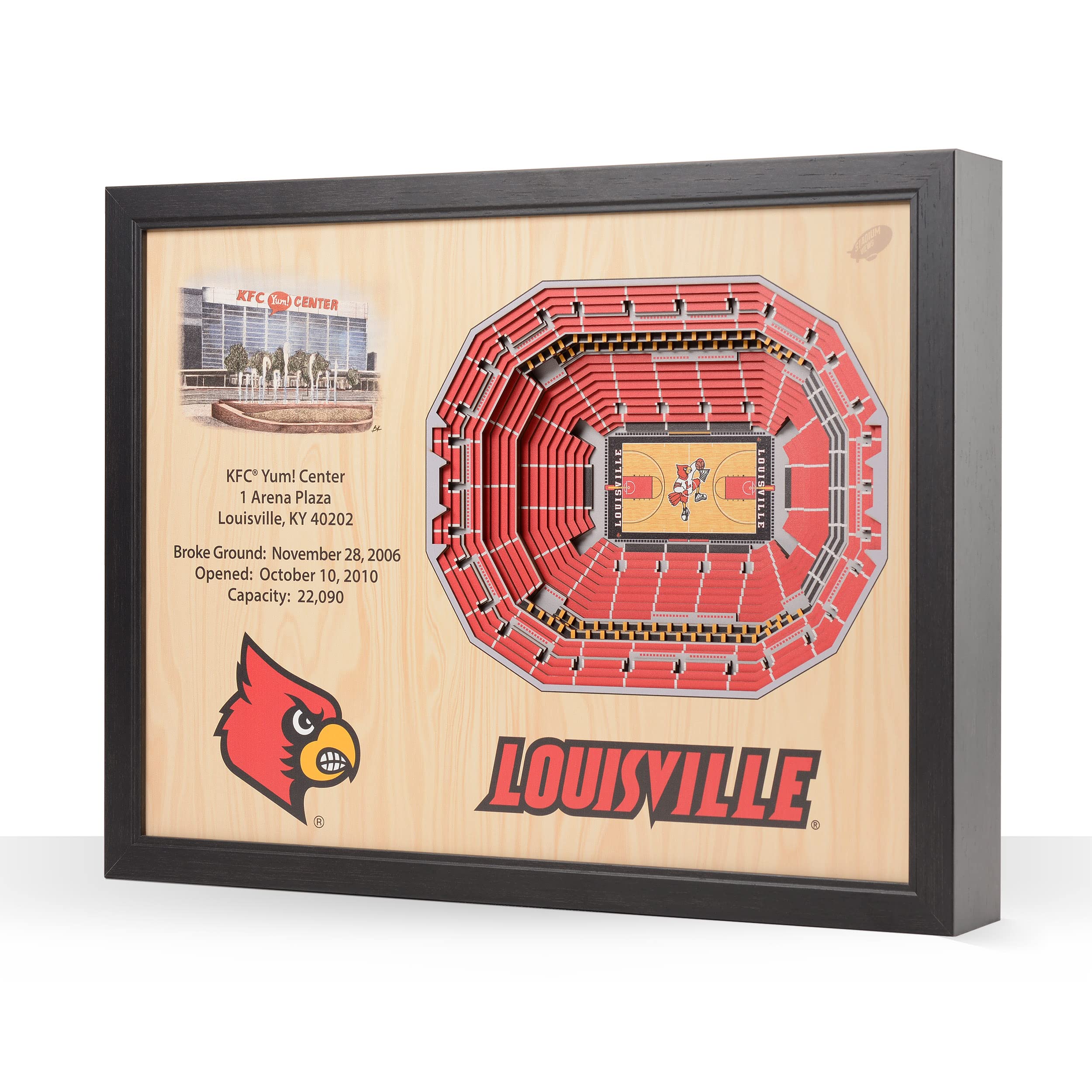 YouTheFan NCAA Louisville Cardinals 25-Layer StadiumViews 3D Wall Art - KFC Yum! Center , Brown - Sports Collectibles, Sports Memorabilia, Sports Fan Shop, Sports Gifts