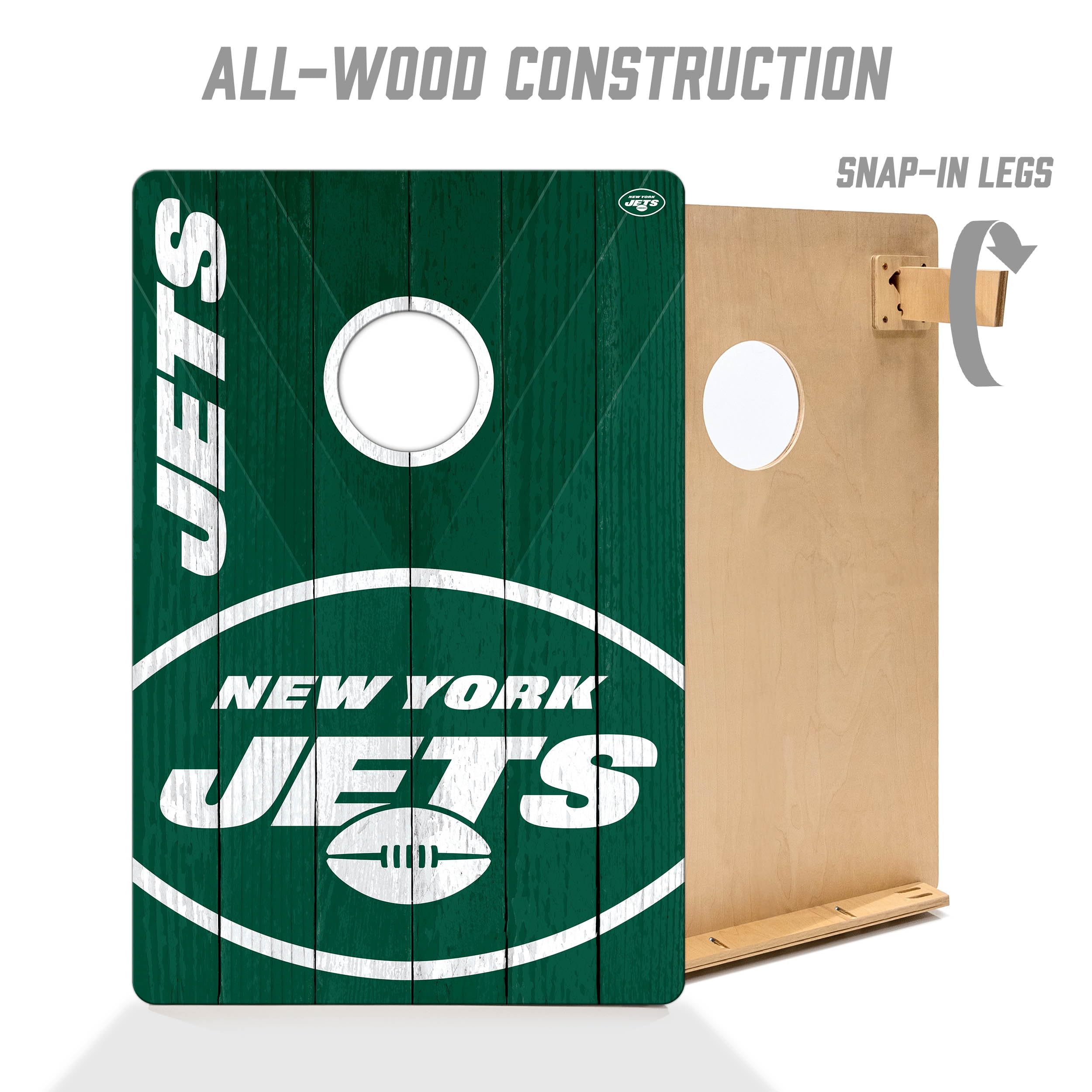 YouTheFan NFL New York Jets 2’ x 3’ Wood Cornhole Game with Logo Bags - Sports Collectibles, Sports Memorabilia, Sports Fan Shop, Sports Gifts