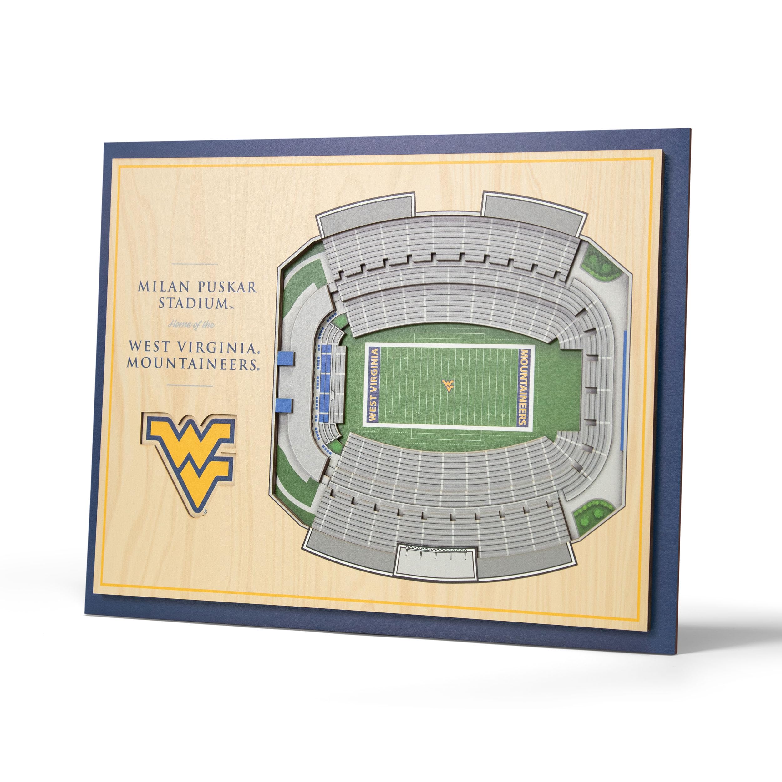 YouTheFan NCAA West Virginia Mountaineers 5-Layer StadiumView 3D Wall Art - Milan Puskar Stadium - Sports Collectibles, Sports Memorabilia, Sports Fan Shop, Sports Gifts