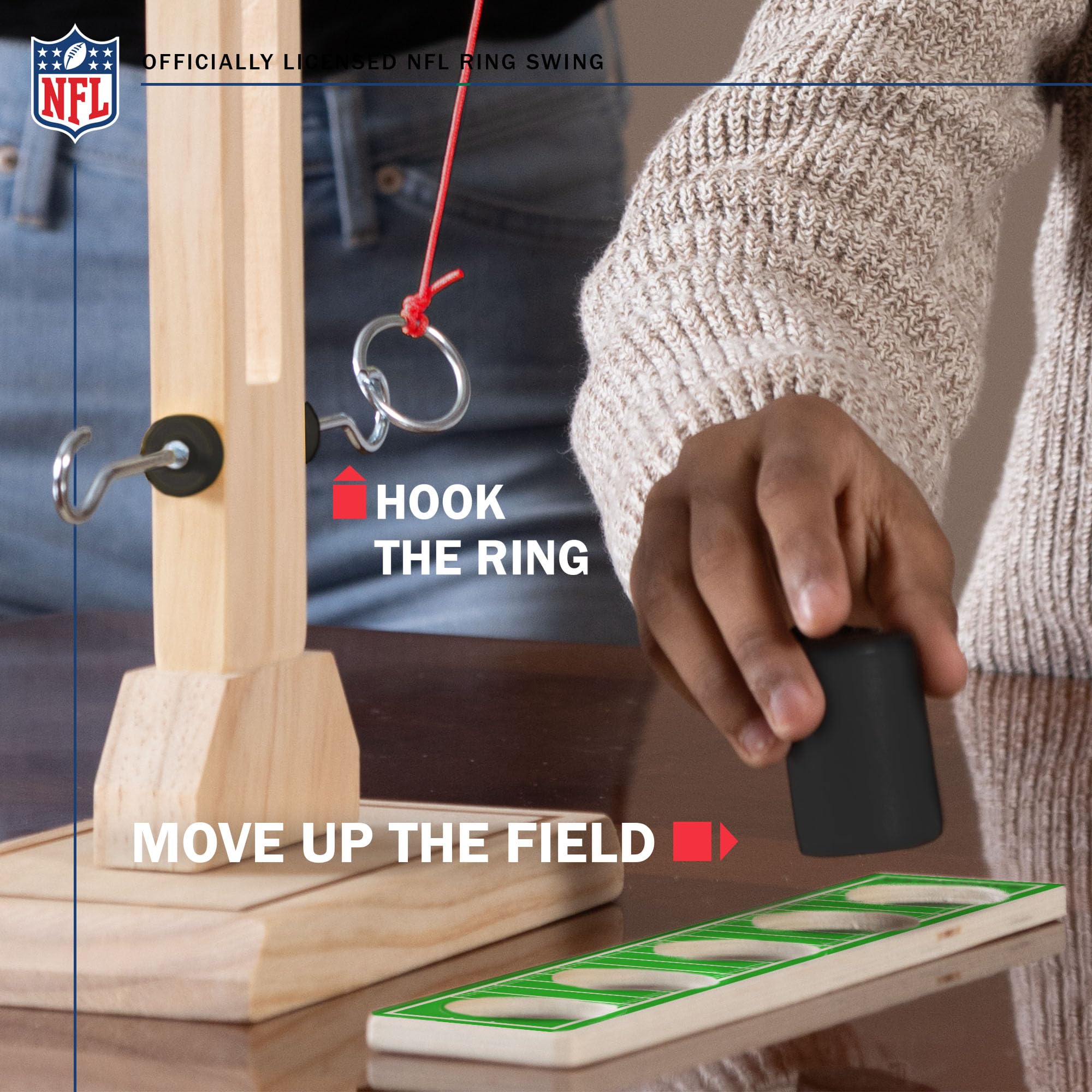 Wild Sports NFL Atlanta Falcons Wooden Ring Swing Battle - Head-to-Head Ring Toss Hook & Ring Game for NFL Fans - Sports Collectibles, Sports Memorabilia, Sports Fan Shop, Sports Gifts