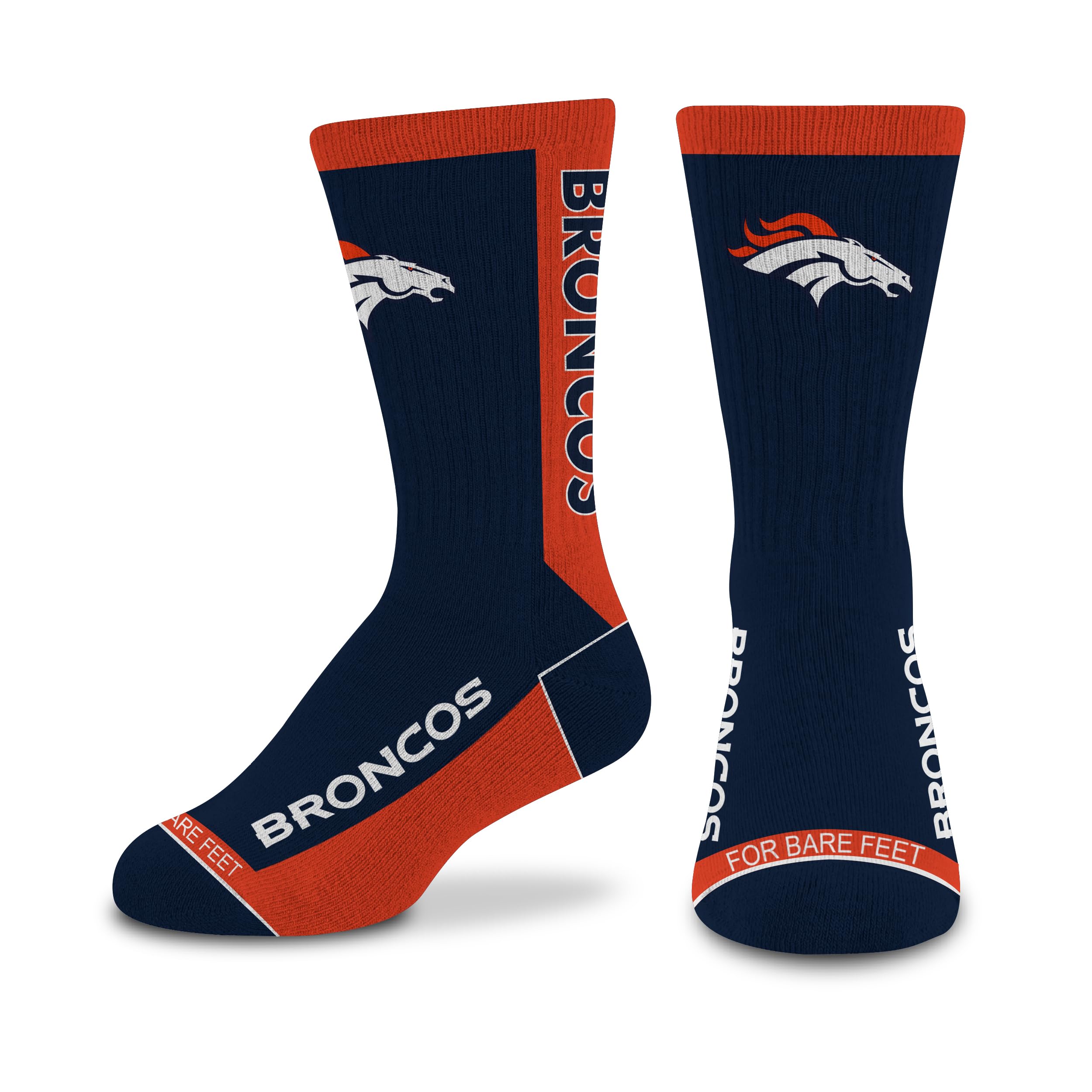 For Bare Feet NFL DENVER BRONCOS MVP Crew Sock Team Color Youth - Sports Gifts, Sports Memorabilia, Sports Collectibles, Fan Shop