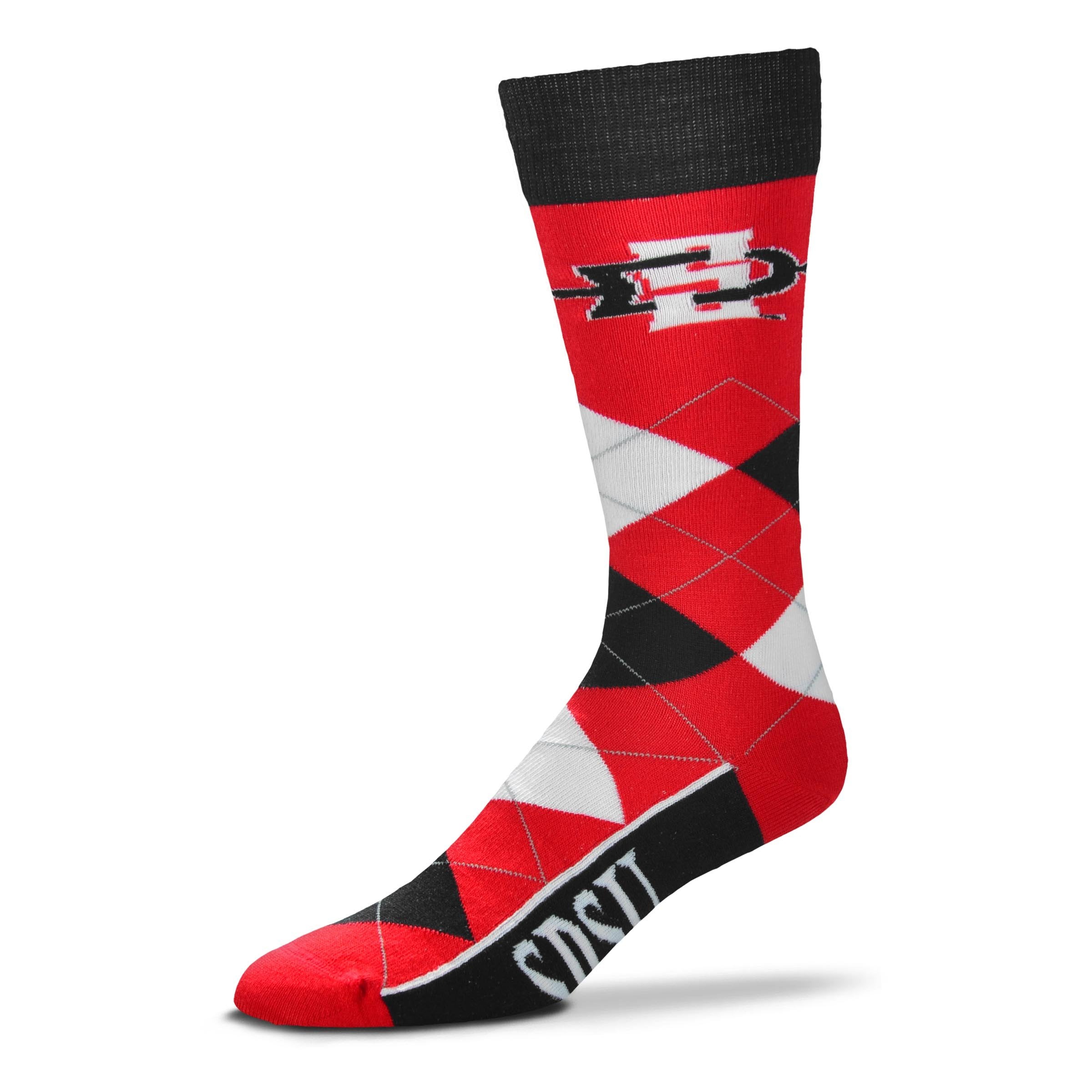 For Bare Feet NCAA San Diego State Aztecs Argyle Line Up Dress Sock Team Color OSFM - Sports Gifts, Sports Memorabilia, Sports Collectibles, Fan Shop