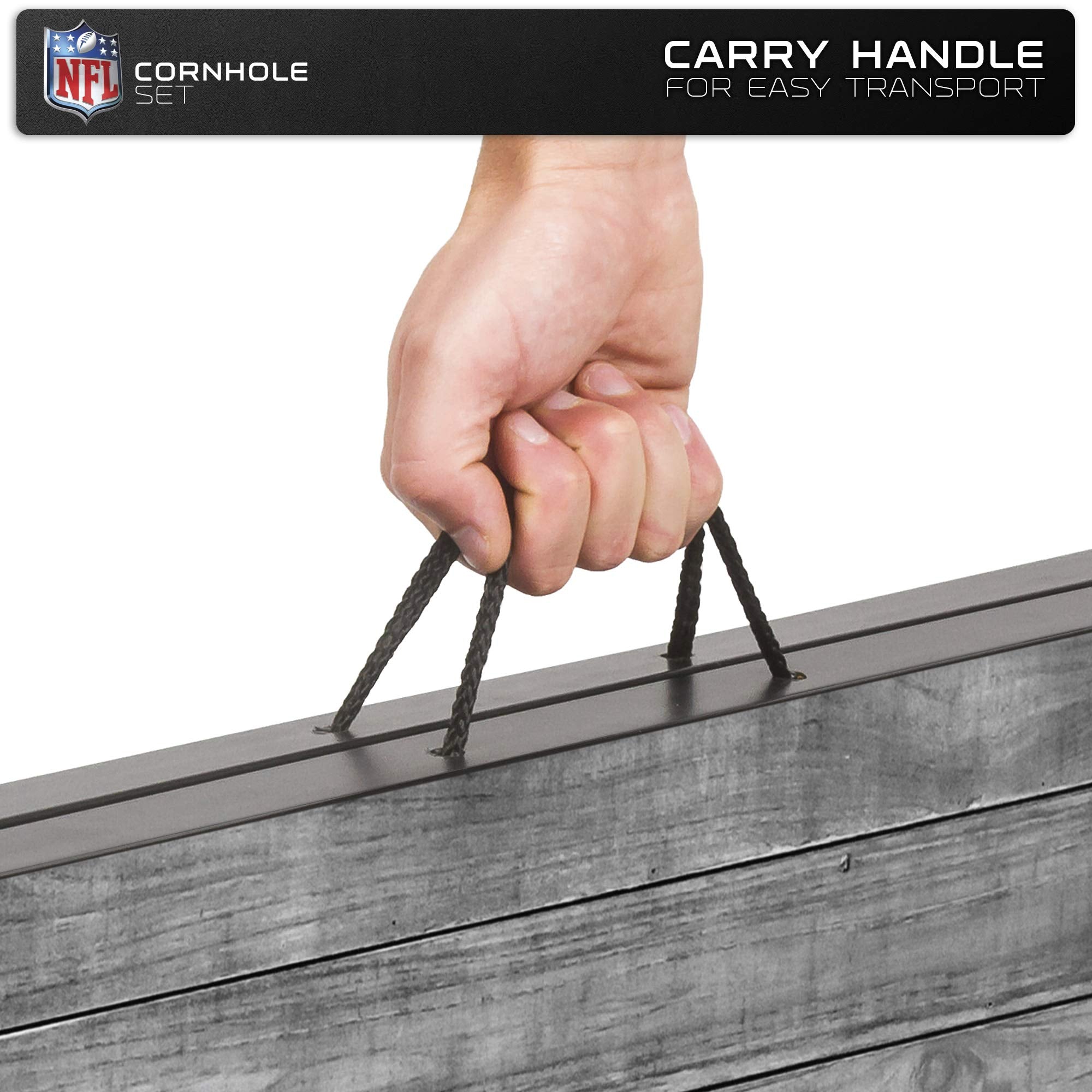Wild Sports 2'x3' MDF Wood NFL Cornhole Set - Grey Wood Design - Convenient Carry Handles and 8 Premium Bean Bags - Great for Tailgate Parties! - Sports Collectibles, Sports Memorabilia, Sports Fan Shop, Sports Gifts