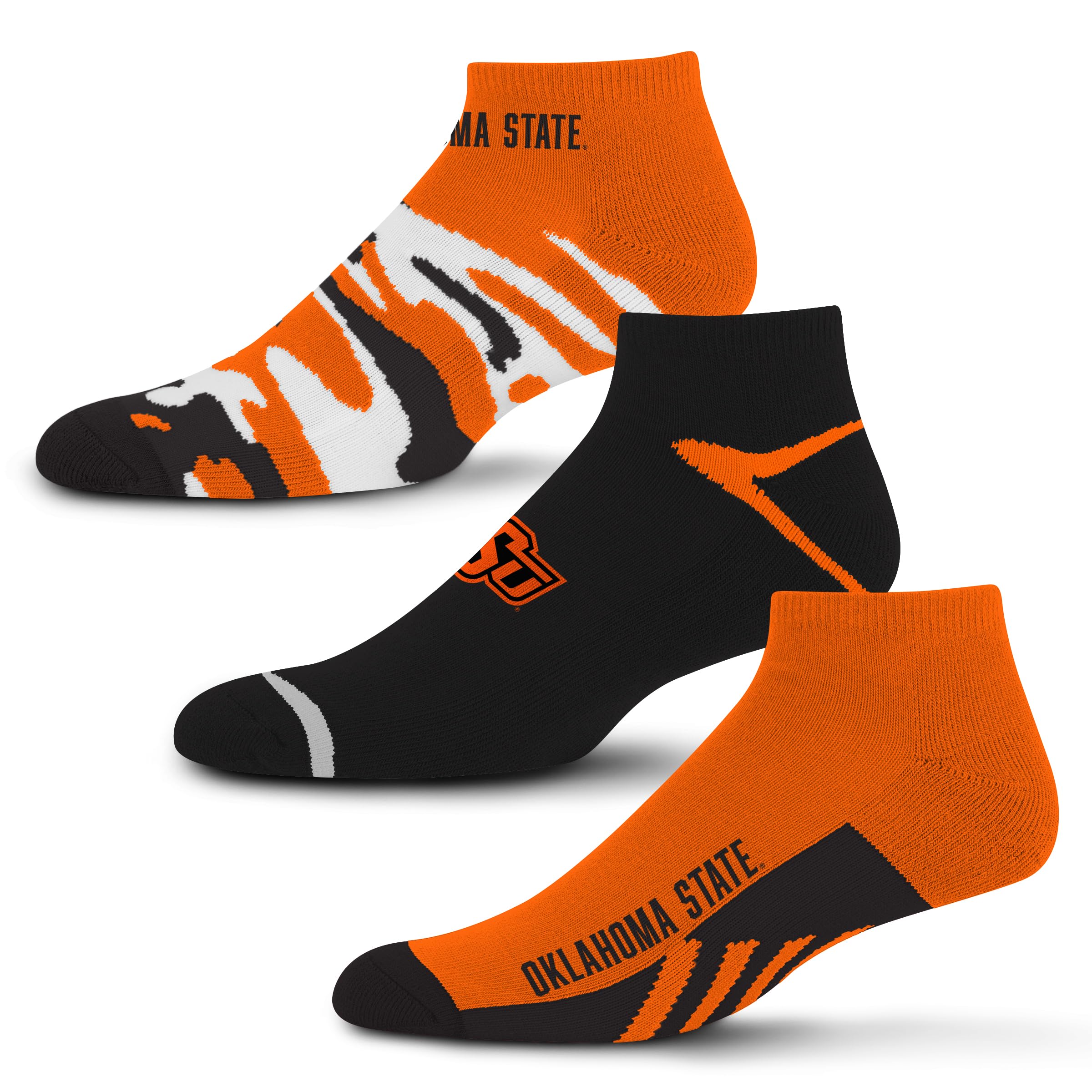 For Bare Feet NCAA Oklahoma State Cowboys CAMO BOOM 3 Pack Ankle Sock Team Colors Large - Sports Gifts, Sports Memorabilia, Sports Collectibles, Fan Shop