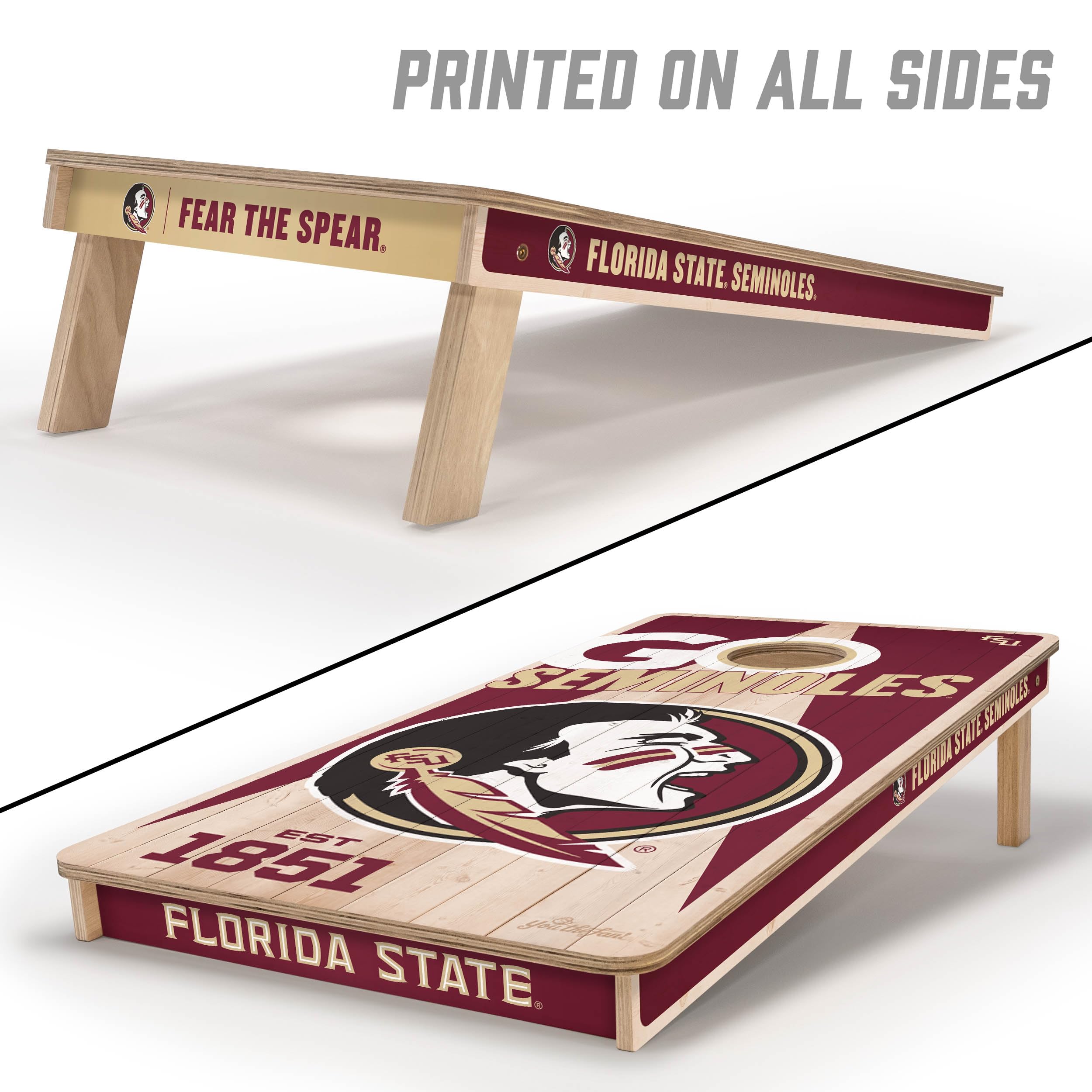 YouTheFan NCAA Florida State Seminoles 2’ x 4’ Professional Wood Cornhole Game with Logo Bags - Sports Collectibles, Sports Memorabilia, Sports Fan Shop, Sports Gifts