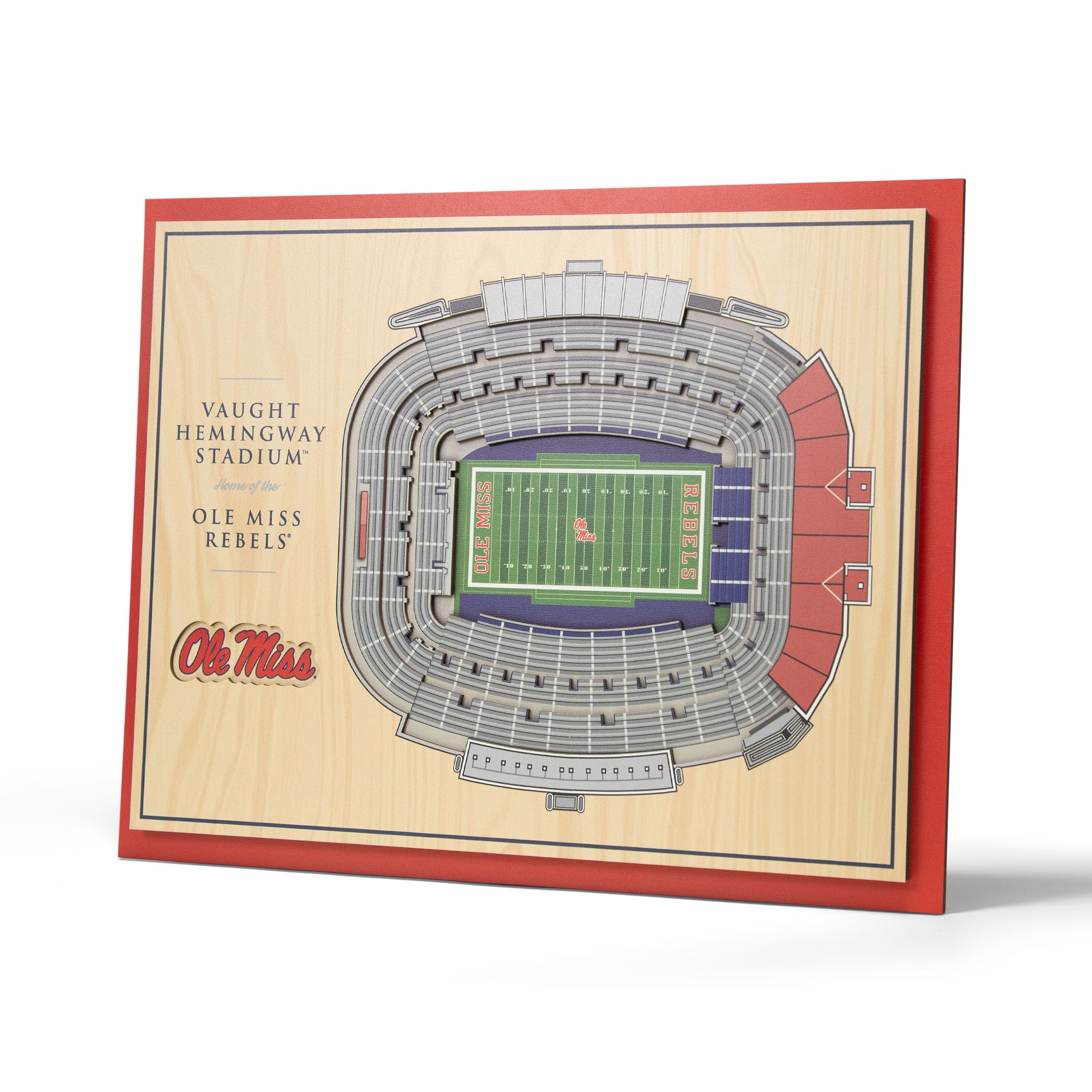 YouTheFan NCAA Mississippi Rebels 5-Layer StadiumView 3D Wall Art - Vaught Hemingway Stadium - Sports Collectibles, Sports Memorabilia, Sports Fan Shop, Sports Gifts