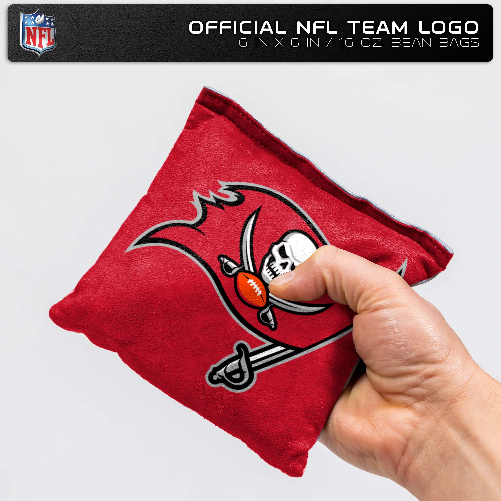 NFL Pro Football Tampa Bay Buccaneers Dual-Sided Bean Bags by Wild Sports, 4 Pack - Premium Toss Bags for Cornhole Sets - Sports Collectibles, Sports Memorabilia, Sports Fan Shop, Sports Gifts