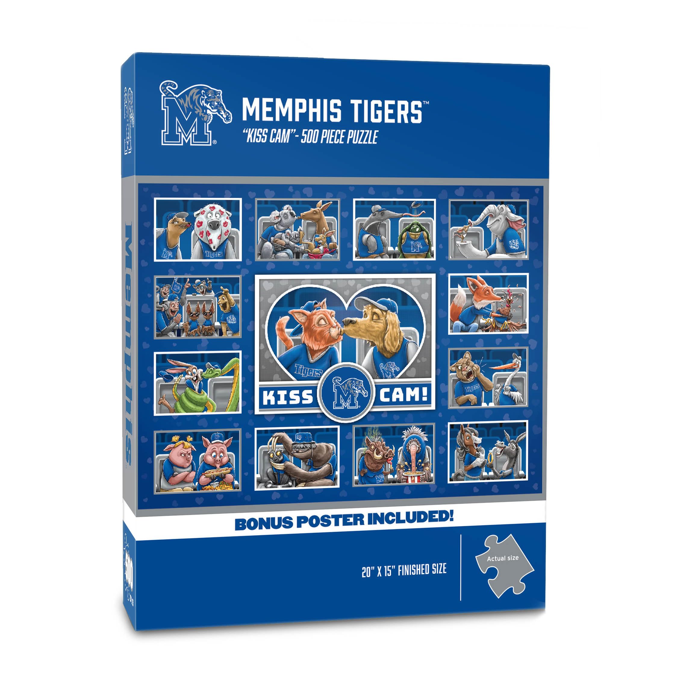 YouTheFan NCAA Memphis Tigers Kiss Cam 500pc Puzzle - Sports Collectibles, Sports Memorabilia, Sports Fan Shop, Sports Gifts