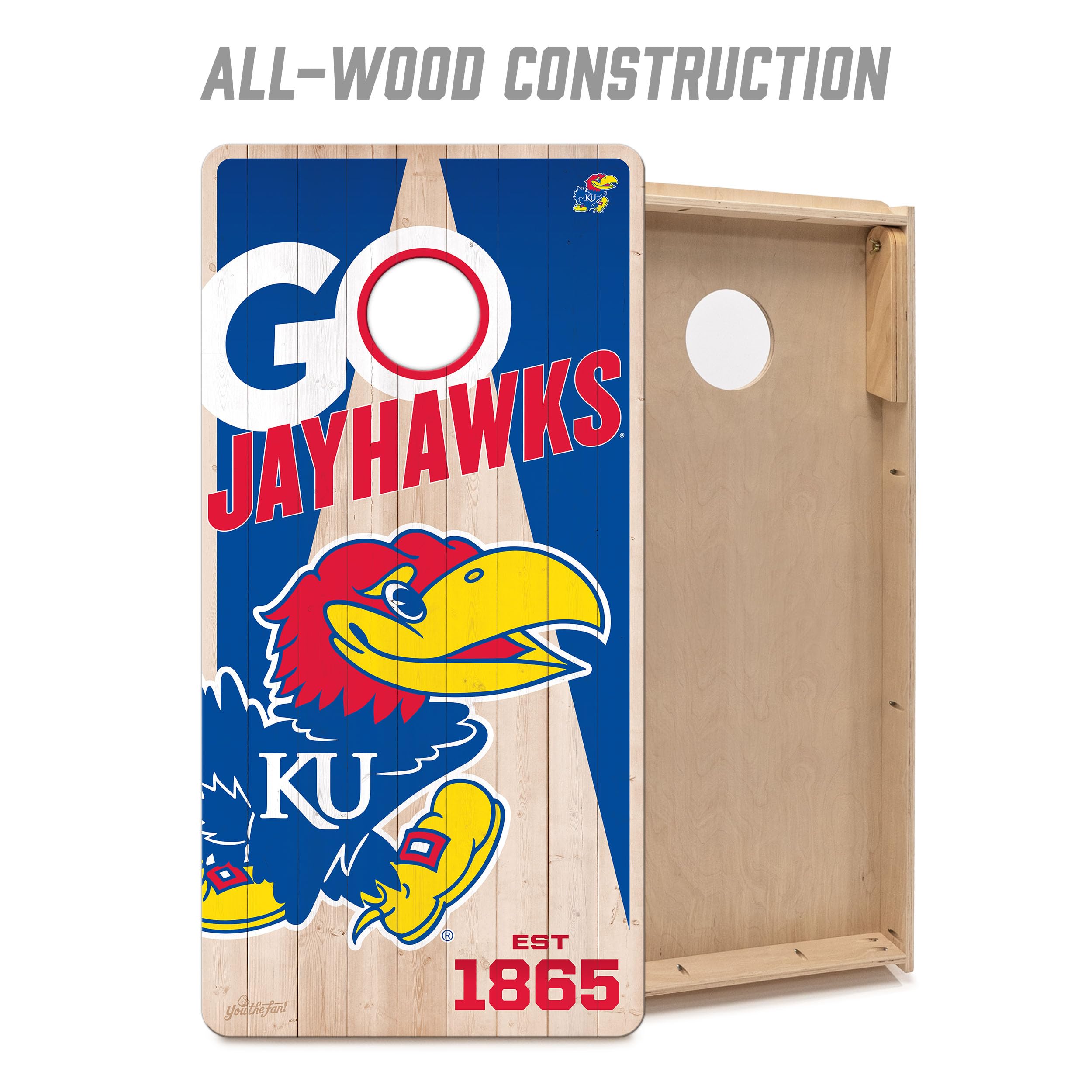YouTheFan NCAA Kansas Jayhawks 2’ x 4’ Professional Wood Cornhole Game with Logo Bags - Sports Collectibles, Sports Memorabilia, Sports Fan Shop, Sports Gifts