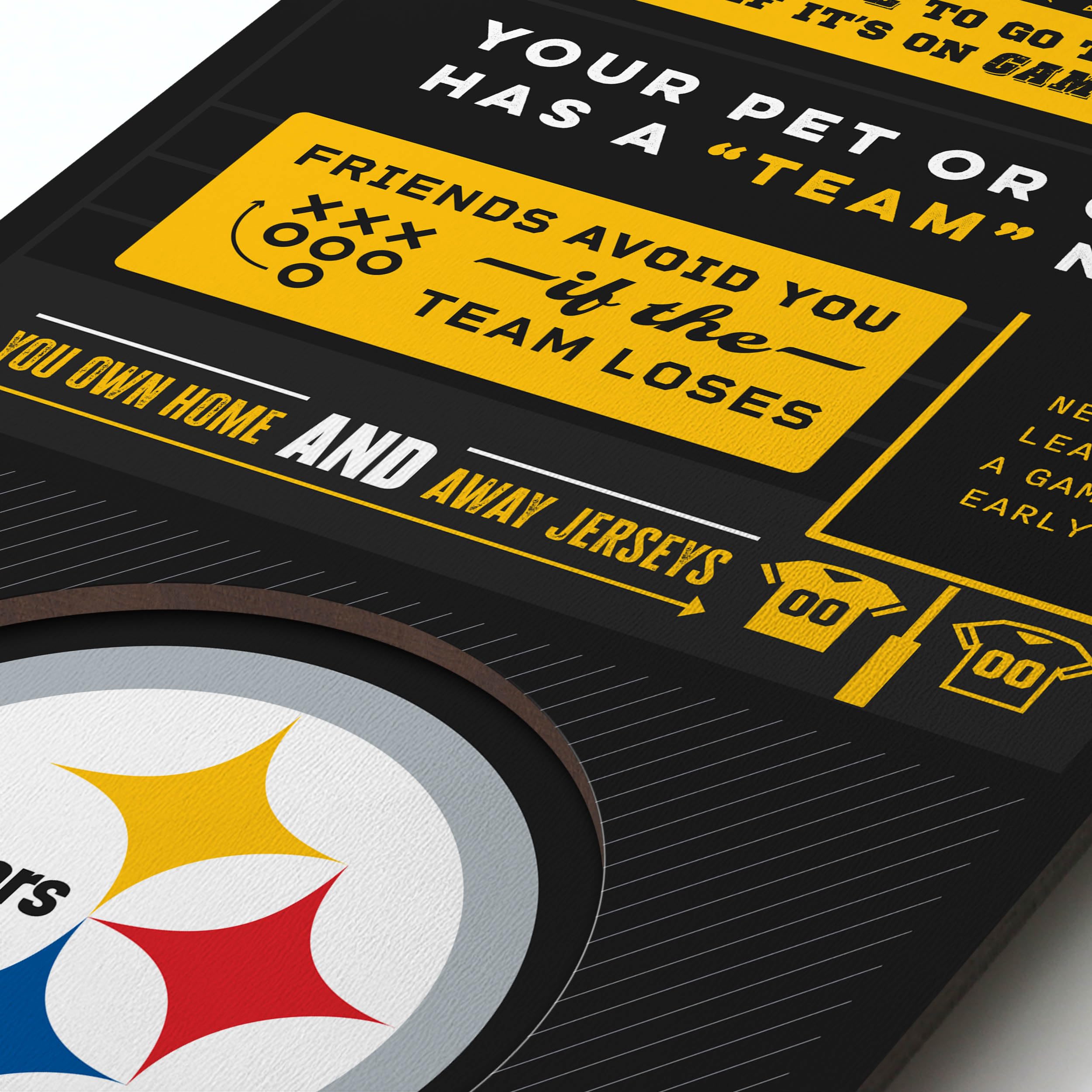 YouTheFan Officially-licensed NFL Pittsburgh Steelers 6x19 Top 10 Signs Banner - humorous descriptions - fun sports fan phrases, original design, indoor team wall decor fan gift - Sports Collectibles, Sports Memorabilia, Sports Fan Shop, Sports Gifts