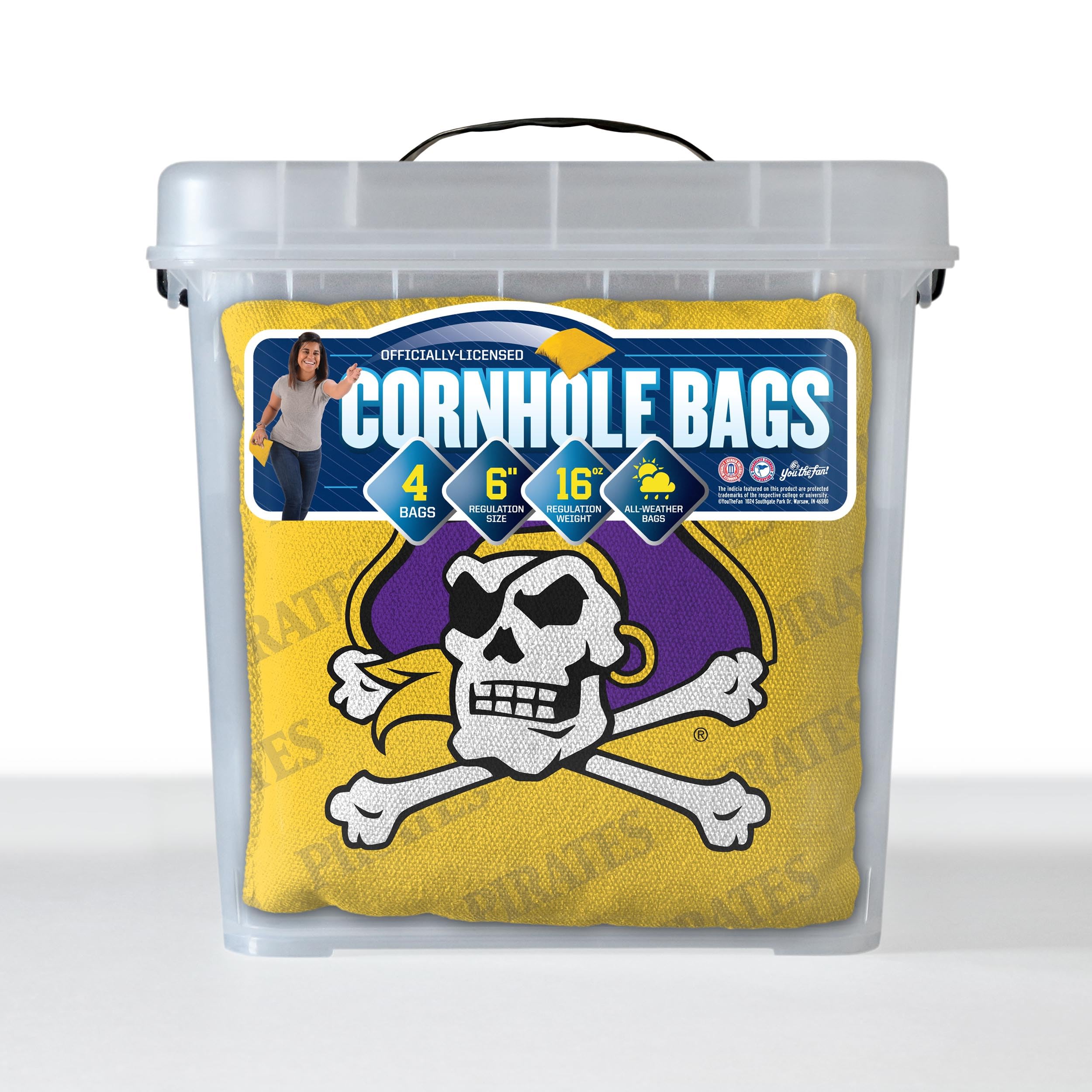 YouTheFan NCAA East Carolina Pirates Cornhole Bags - 4PK - Yellow - Sports Collectibles, Sports Memorabilia, Sports Fan Shop, Sports Gifts