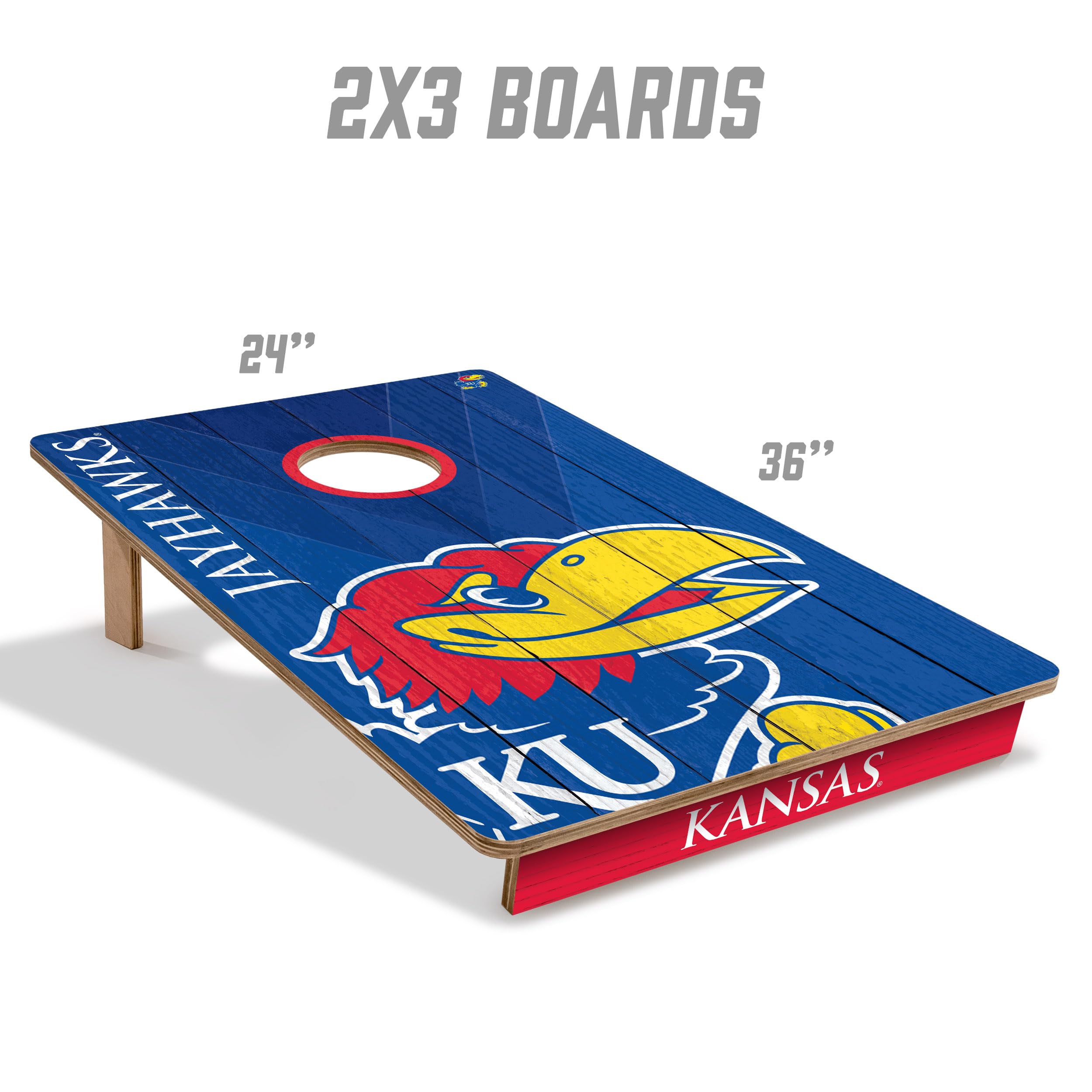 YouTheFan NCAA Kansas Jayhawks 2’ x 3’ Wood Cornhole Game with Logo Bags - Sports Collectibles, Sports Memorabilia, Sports Fan Shop, Sports Gifts