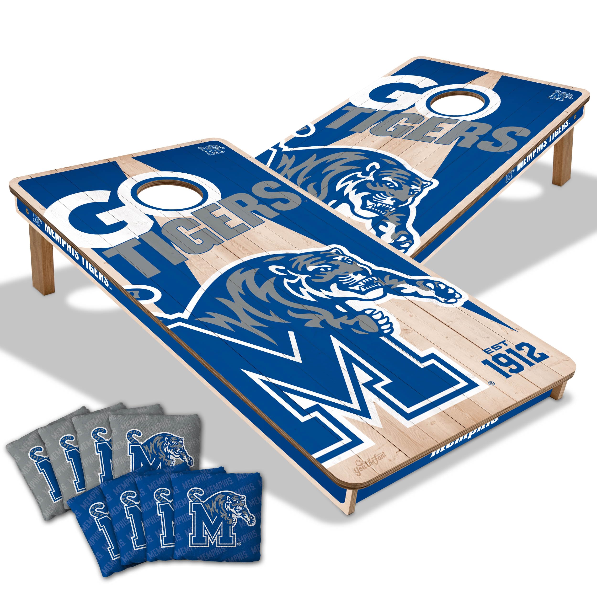 YouTheFan NCAA Memphis Tigers 2’ x 4’ Professional Wood Cornhole Game with Logo Bags - Sports Collectibles, Sports Memorabilia, Sports Fan Shop, Sports Gifts
