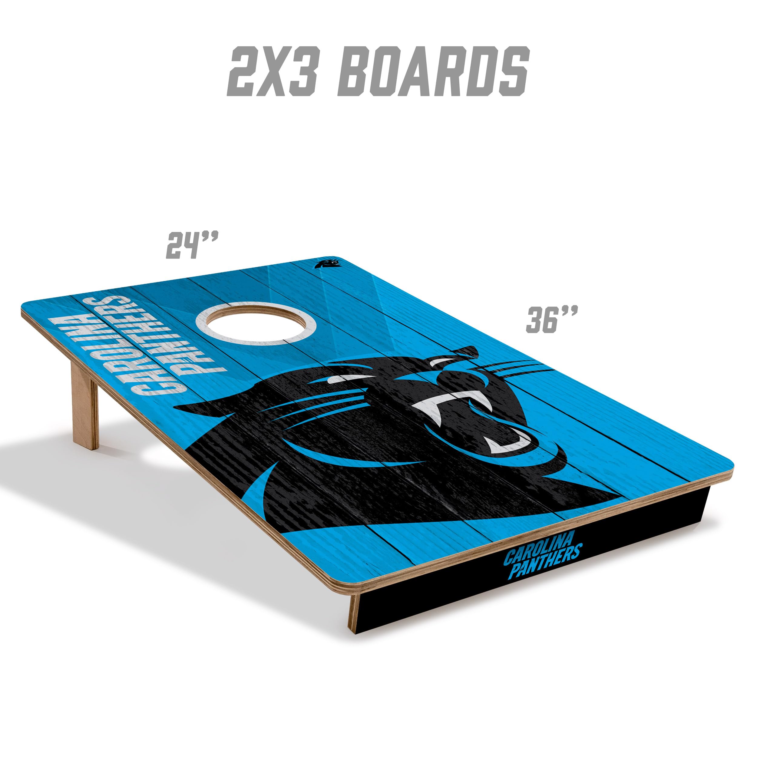YouTheFan NFL Carolina Panthers 2’ x 3’ Wood Cornhole Game with Logo Bags - Sports Collectibles, Sports Memorabilia, Sports Fan Shop, Sports Gifts