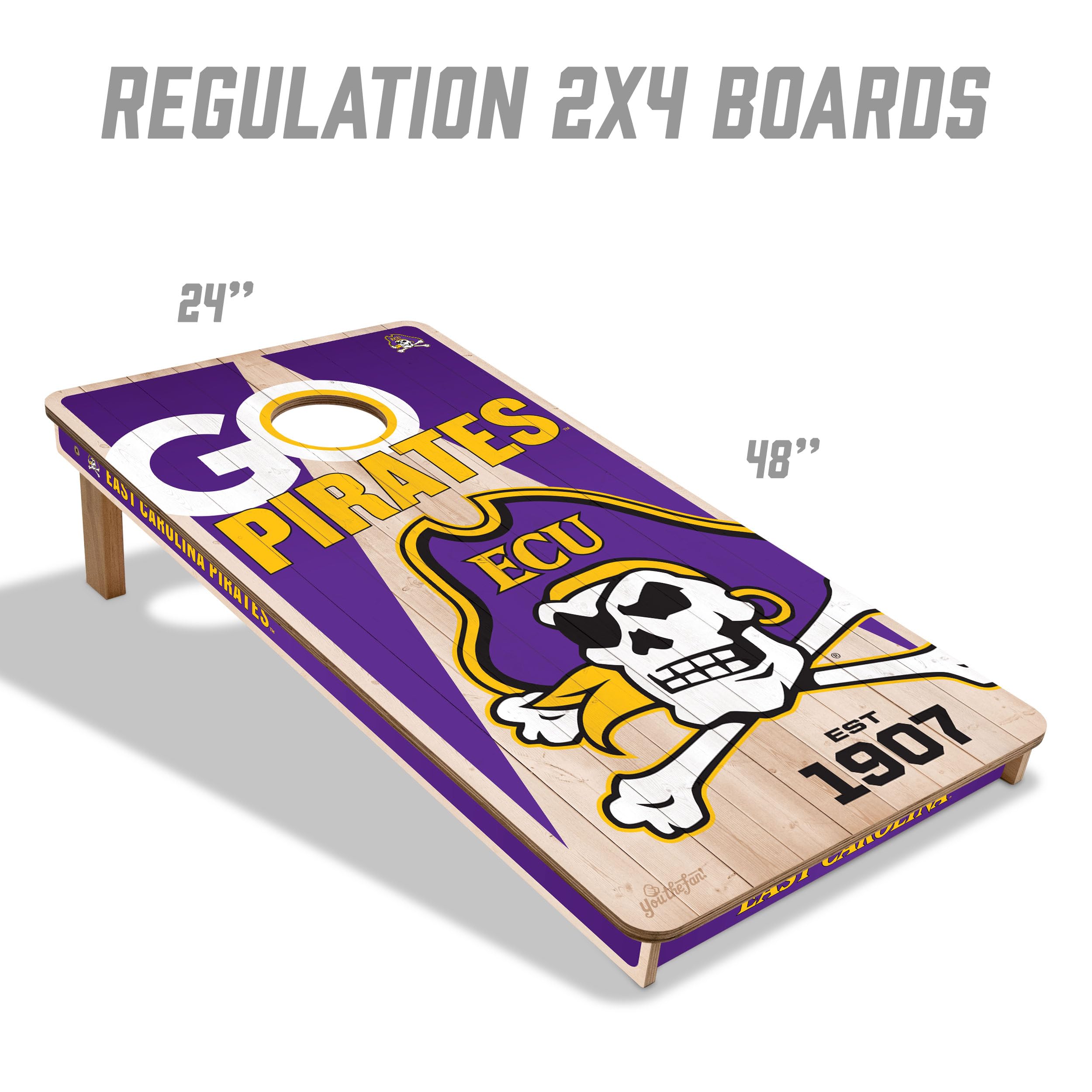 YouTheFan NCAA East Carolina Pirates 2’ x 4’ Professional Wood Cornhole Game with Logo Bags - Sports Collectibles, Sports Memorabilia, Sports Fan Shop, Sports Gifts