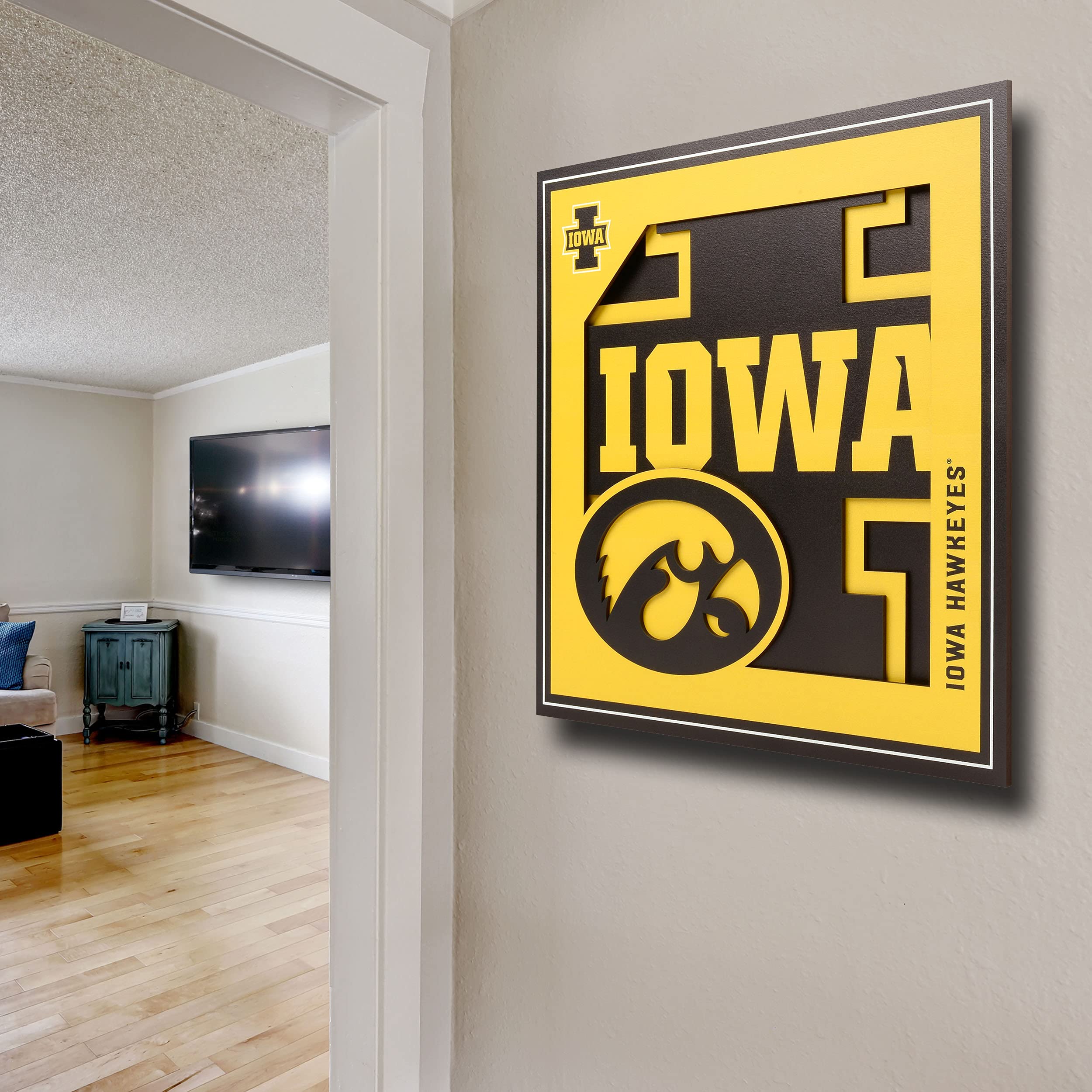 YouTheFan NCAA Iowa Hawkeyes 3D Logo Series Wall Art - 12x12 - Sports Collectibles, Sports Memorabilia, Sports Fan Shop, Sports Gifts
