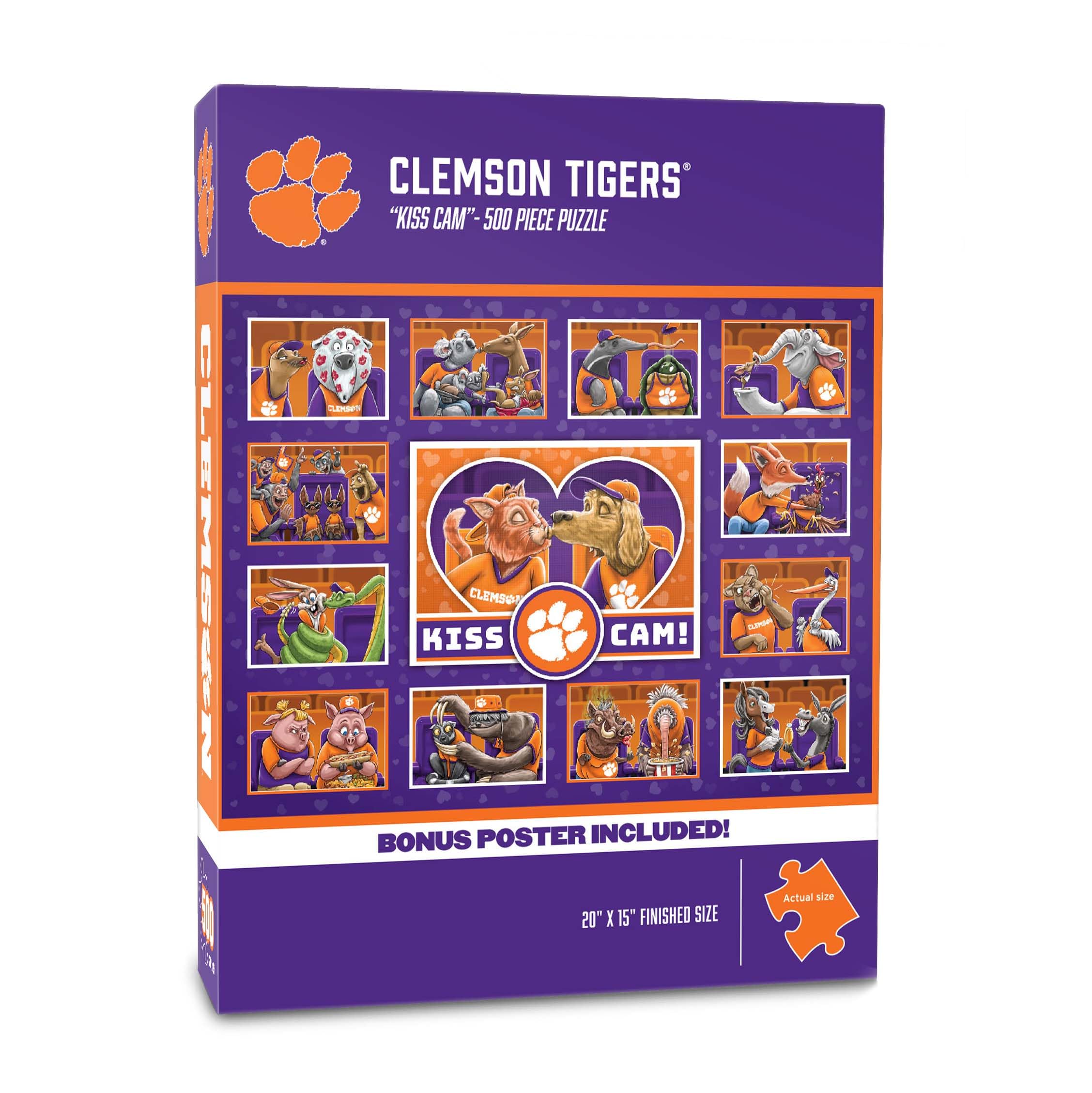 YouTheFan NCAA Clemson Tigers Kiss Cam 500pc Puzzle - Sports Collectibles, Sports Memorabilia, Sports Fan Shop, Sports Gifts