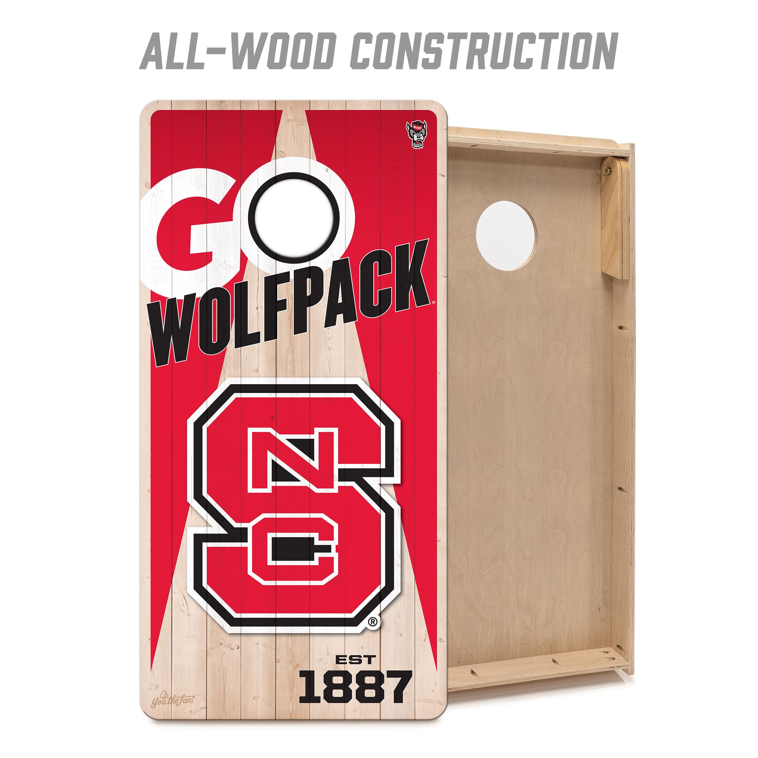 YouTheFan NCAA NC State Wolfpack 2’ x 4’ Professional Wood Cornhole Game with Logo Bags - Sports Collectibles, Sports Memorabilia, Sports Fan Shop, Sports Gifts