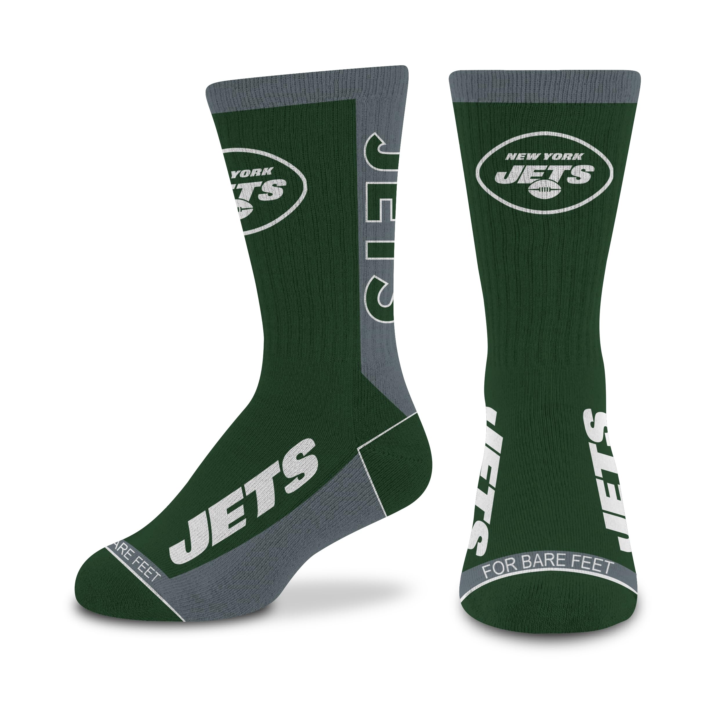 For Bare Feet NFL NEW YORK JETS MVP Crew Sock Team Color Youth - Sports Gifts, Sports Memorabilia, Sports Collectibles, Fan Shop