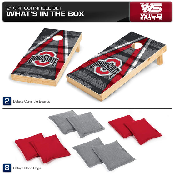 Wild Sports 2' x 4' Wood Tournament Cornhole Set - NCAA College Series - Ohio State Buckeyes - perfect for Backyard, Beach, Park, Tailgates, Outdoors and Indoors - 757 Sports Collectibles
