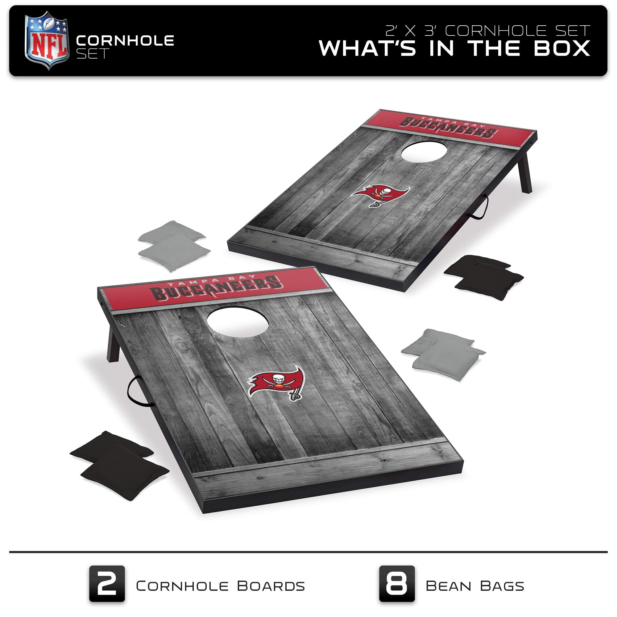 Wild Sports 2'x3' MDF Wood NFL Tampa Bay Buccaneers Cornhole Set - Sports Collectibles, Sports Memorabilia, Sports Fan Shop, Sports Gifts