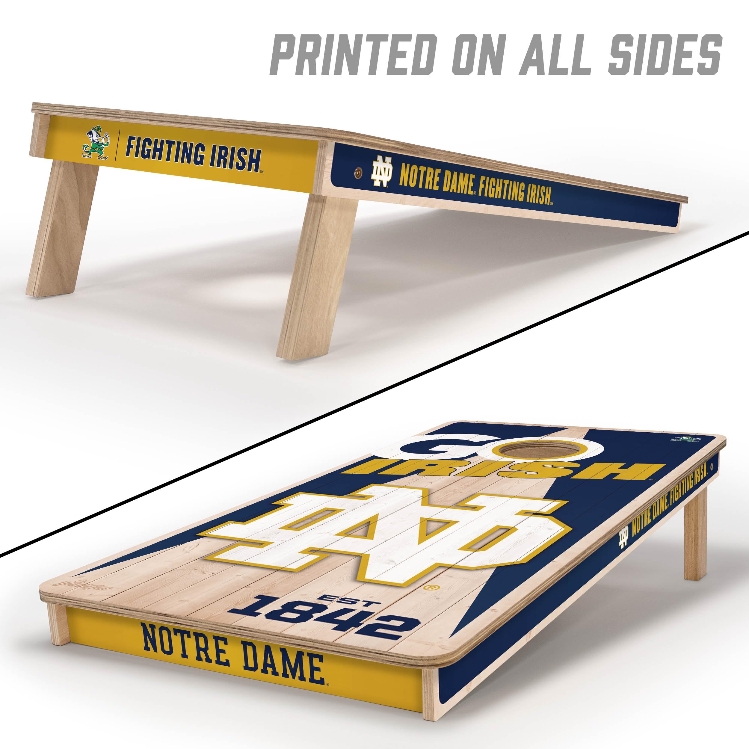 YouTheFan NCAA Notre Dame Fighting Irish 2’ x 4’ Professional Wood Cornhole Game with Logo Bags - Sports Collectibles, Sports Memorabilia, Sports Fan Shop, Sports Gifts