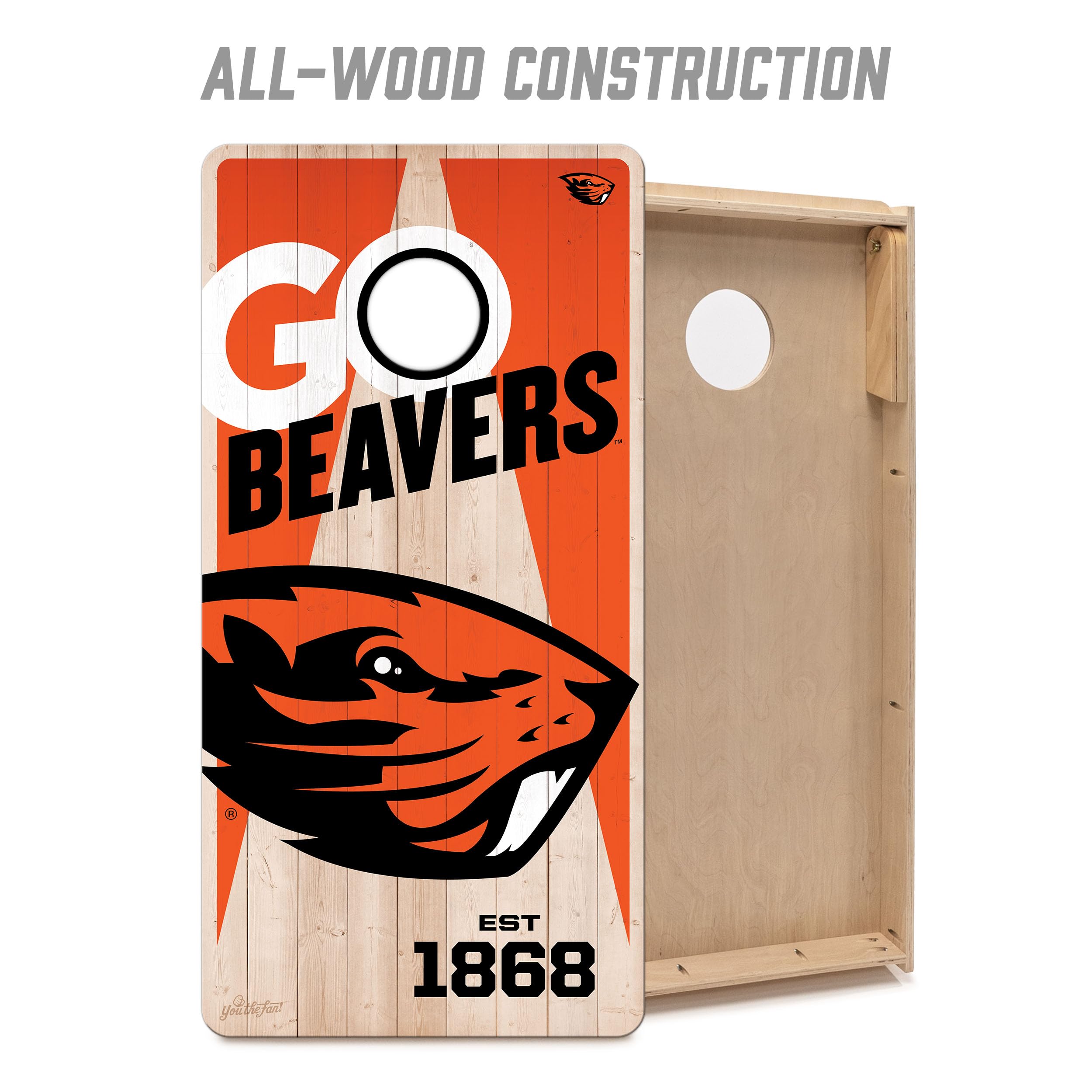 YouTheFan NCAA Oregon State Beavers 2’ x 4’ Professional Wood Cornhole Game with Logo Bags - Sports Collectibles, Sports Memorabilia, Sports Fan Shop, Sports Gifts