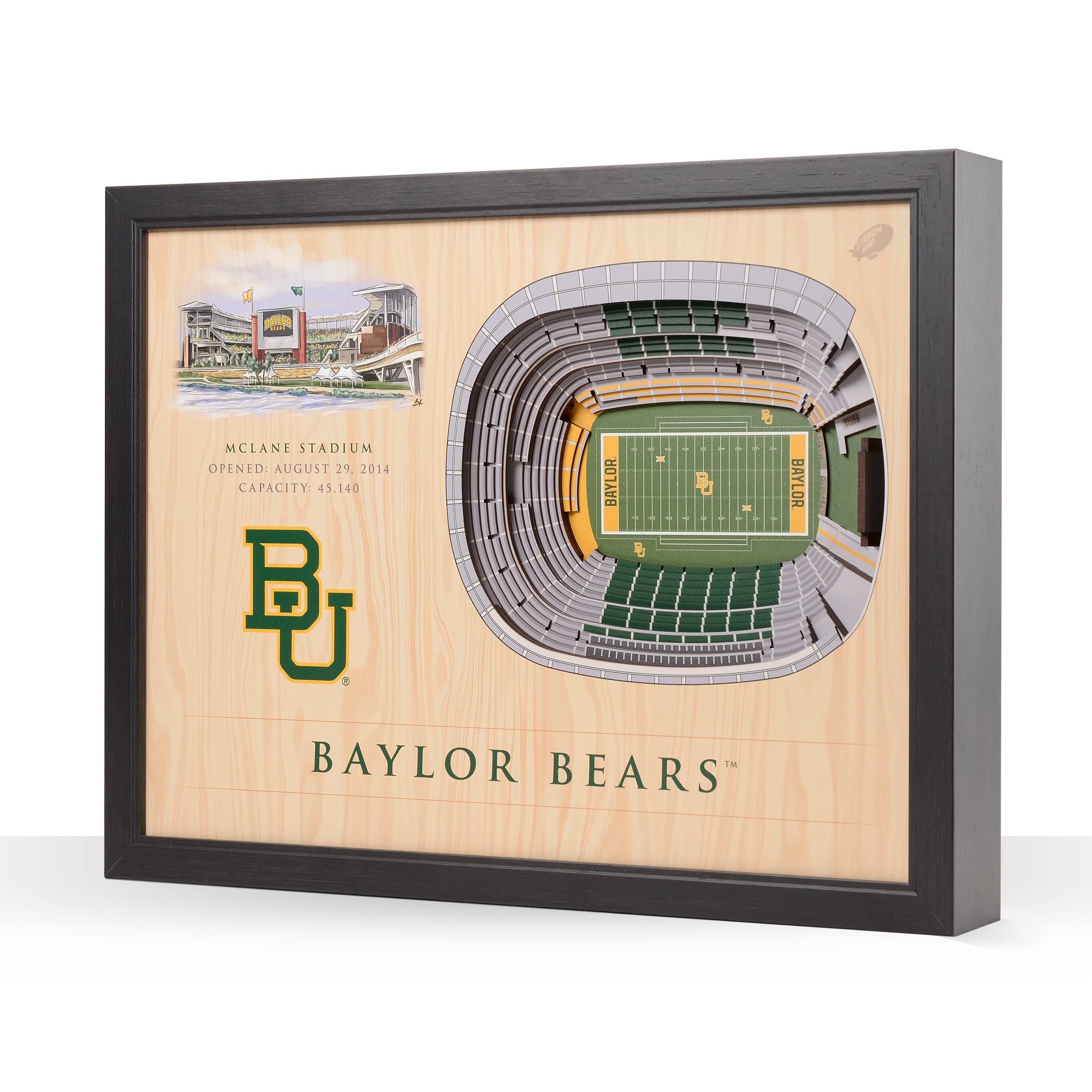 YouTheFan NCAA Baylor Bears 25-Layer StadiumViews 3D Wall Art - McLane Stadium - Sports Collectibles, Sports Memorabilia, Sports Fan Shop, Sports Gifts