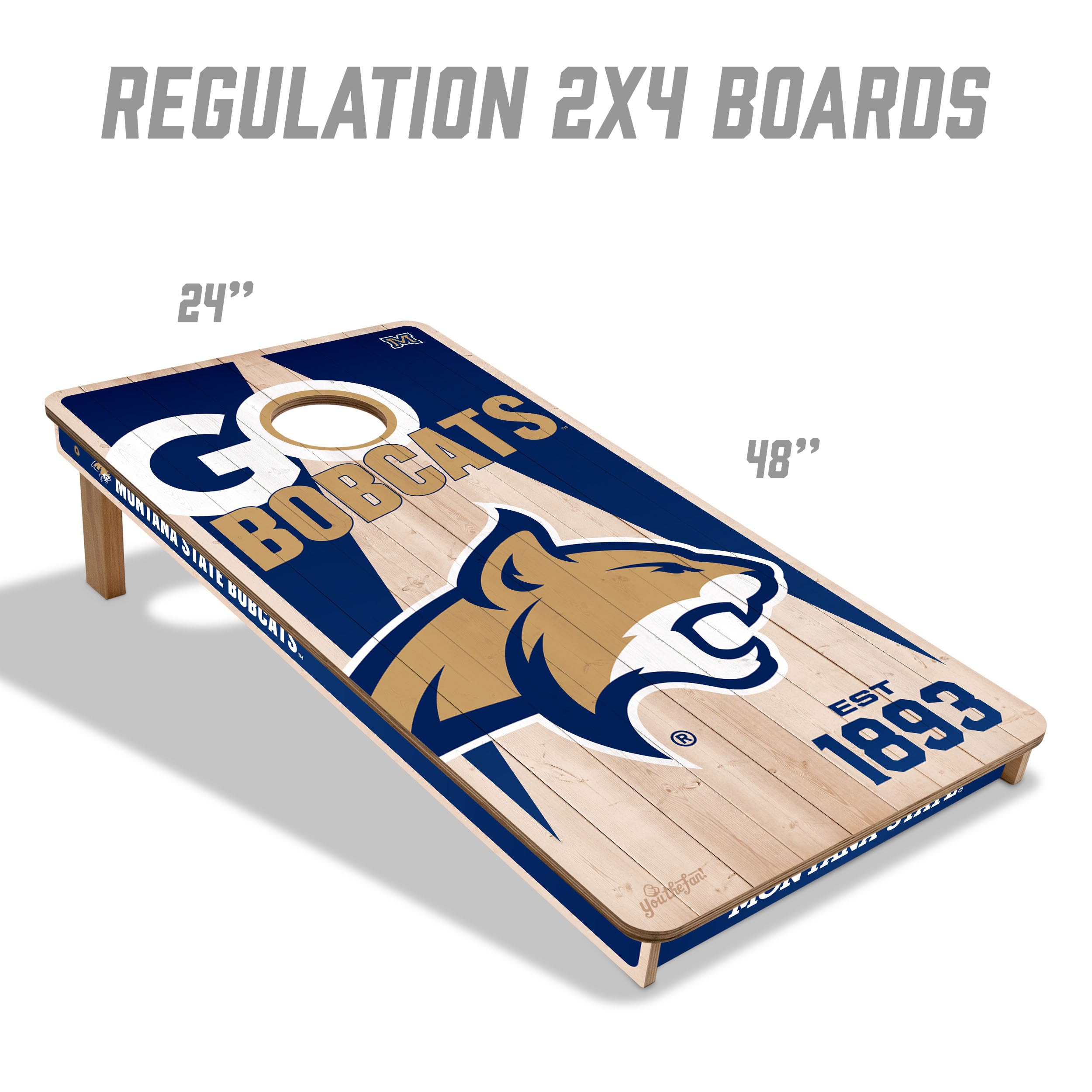 YouTheFan NCAA Montana State Bobcats 2’ x 4’ Professional Wood Cornhole Game with Logo Bags - Sports Collectibles, Sports Memorabilia, Sports Fan Shop, Sports Gifts
