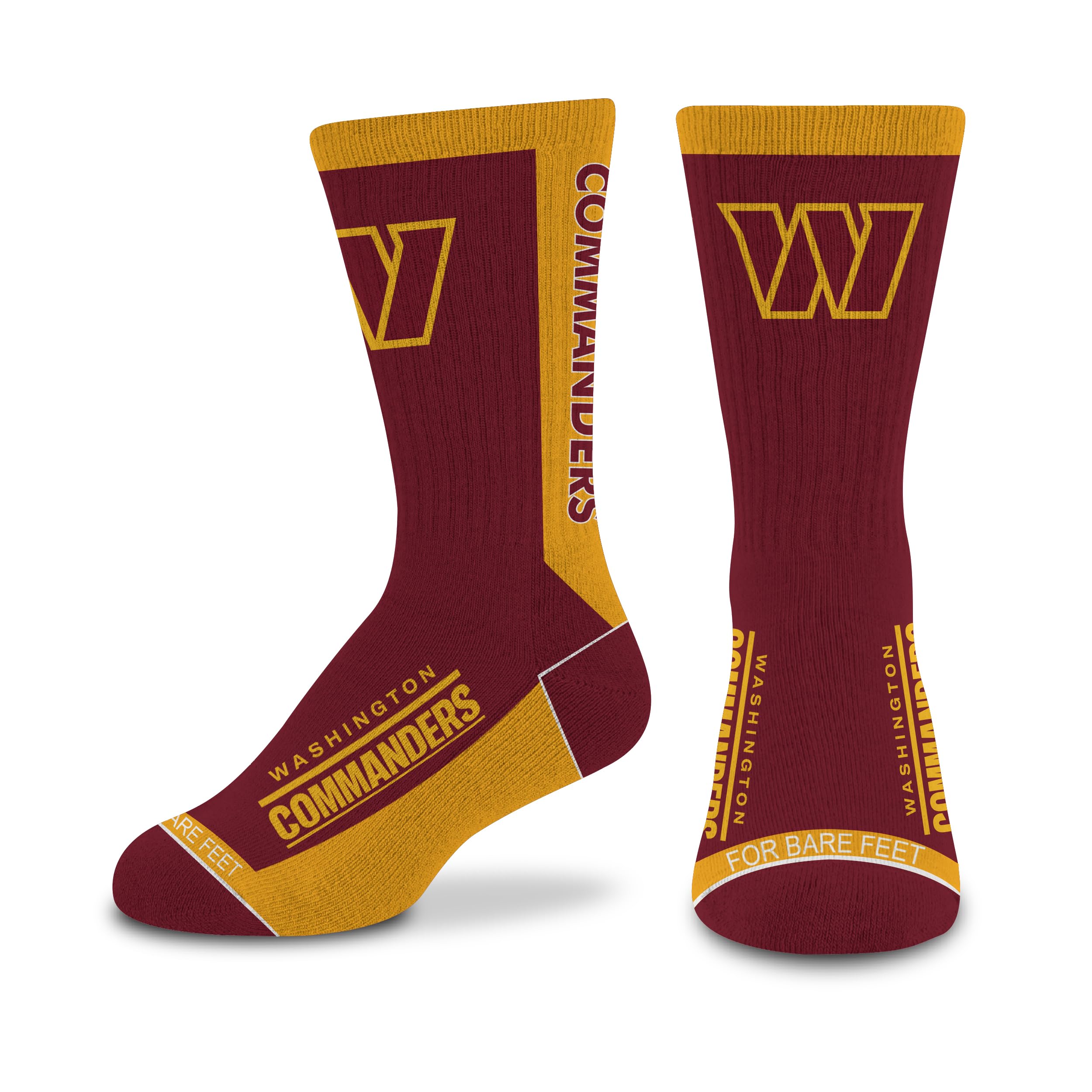 For Bare Feet NFL WASHINGTON COMMANDERS MVP Crew Sock Team Color Youth - Sports Gifts, Sports Memorabilia, Sports Collectibles, Fan Shop