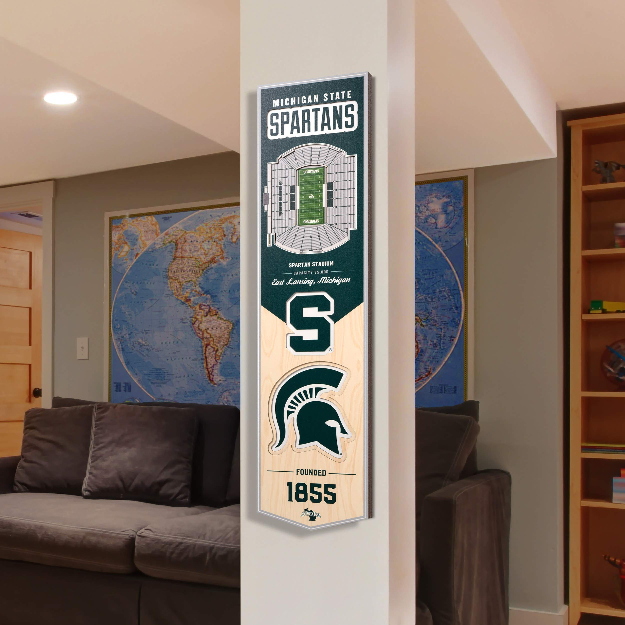 YouTheFan NCAA Michigan State Spartans 3D Stadium 8x32 Banner - Spartan Stadium - Sports Collectibles, Sports Memorabilia, Sports Fan Shop, Sports Gifts
