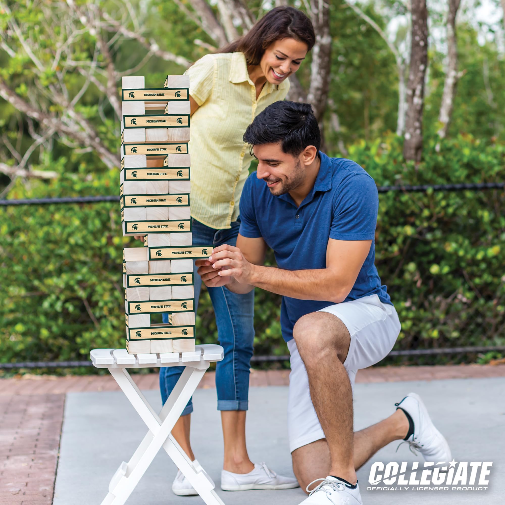 Wild Sports NCAA Michigan State Spartans Giant Stacking Wooden Blocks – Tumbling Tower Classic Family Game Stacks Over 5 ft. High – Great Gift for Any College Football Fan! - Sports Collectibles, Sports Memorabilia, Sports Fan Shop, Sports Gifts