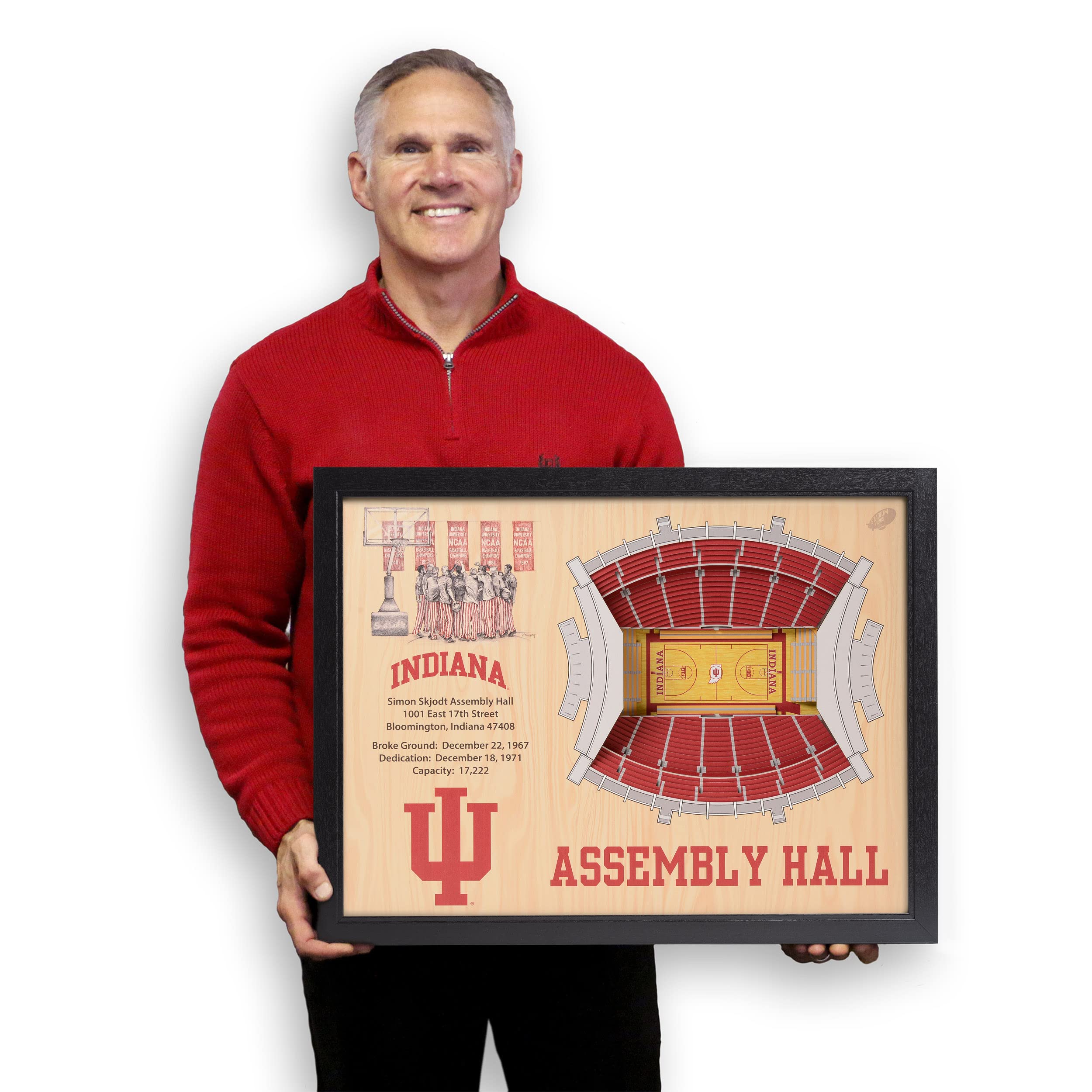 YouTheFan NCAA Indiana Hoosiers 25-Layer StadiumViews 3D Wall Art - Assembly Hall,Brown - Sports Collectibles, Sports Memorabilia, Sports Fan Shop, Sports Gifts