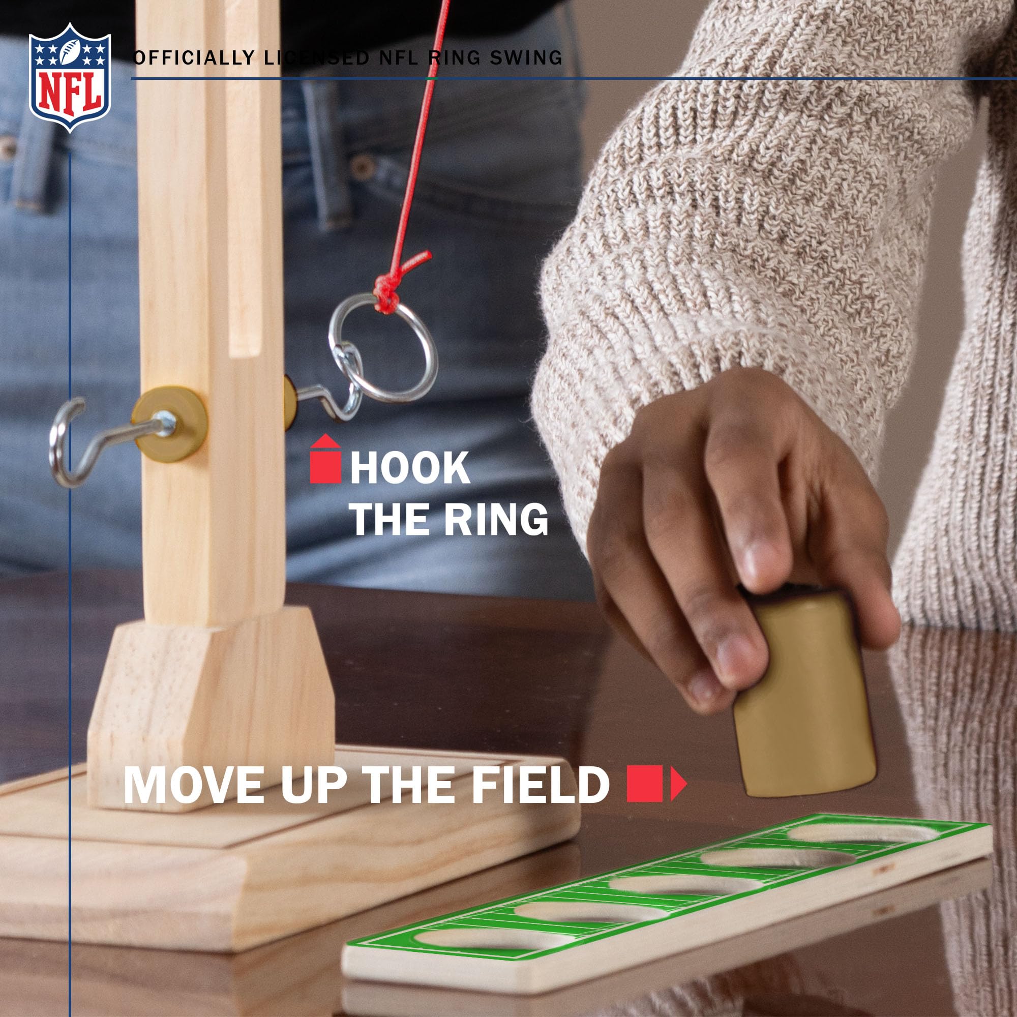 Wild Sports NFL San Francisco 49ers Wooden Ring Swing Battle - Head-to-Head Ring Toss Hook & Ring Game for NFL Fans - Sports Collectibles, Sports Memorabilia, Sports Fan Shop, Sports Gifts