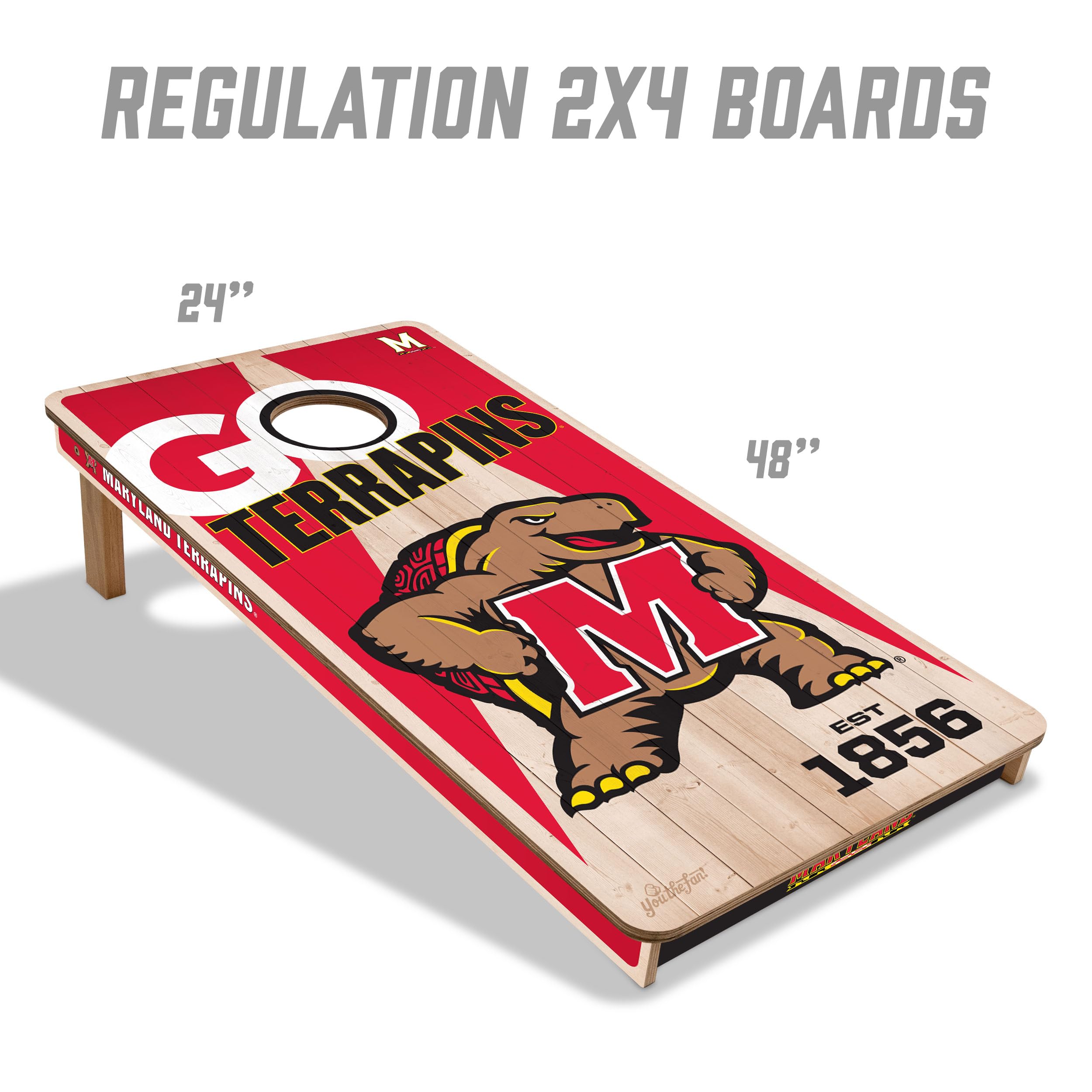 YouTheFan NCAA Maryland Terrapins 2’ x 4’ Professional Wood Cornhole Game with Logo Bags - Sports Collectibles, Sports Memorabilia, Sports Fan Shop, Sports Gifts
