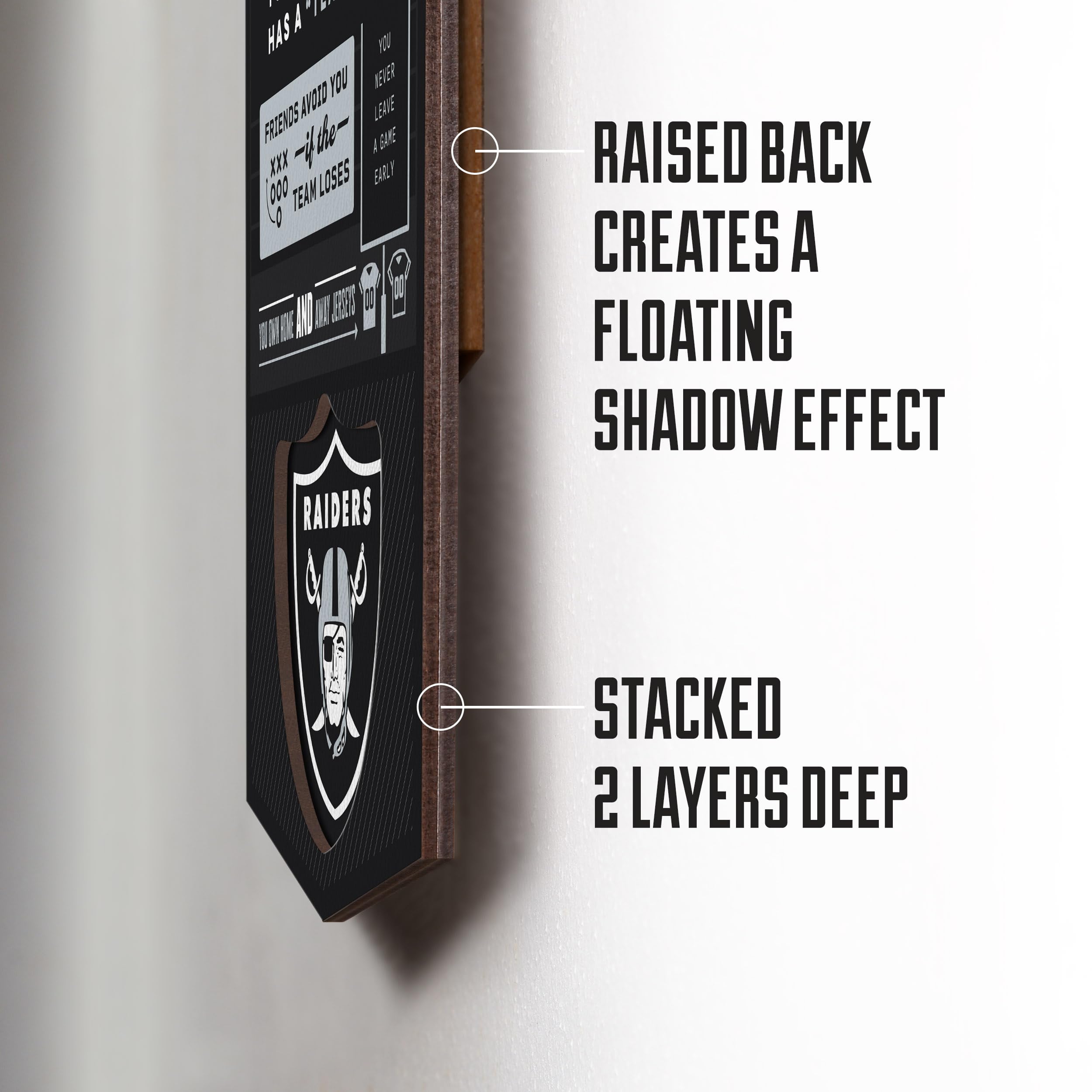 YouTheFan Officially-licensed NFL Las Vegas Raiders 6x19 Top 10 Signs Banner - humorous descriptions - fun sports fan phrases, original design, indoor team wall decor fan gift - Sports Collectibles, Sports Memorabilia, Sports Fan Shop, Sports Gifts